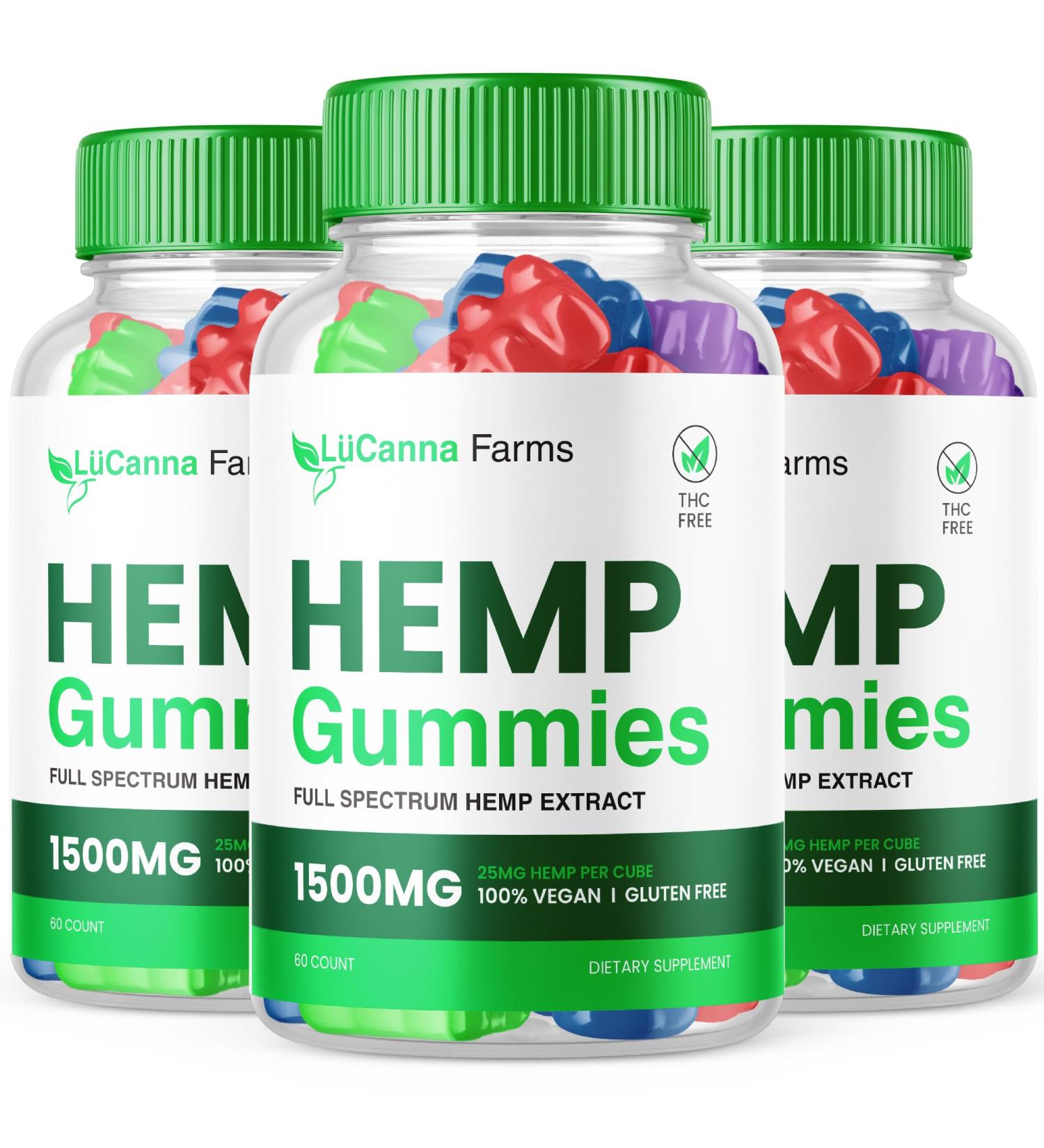(3 Pack) Lucanna Farms Gummies Lucana Farms Hemp Gummies Advanced Formula Maximum Performance Hemp Blend LucannaFarms Gummies Supplement 25mg per Gummy 1500mg per Bottle Reviews New (180 Gummies) - Buy Online on GoSupps.com