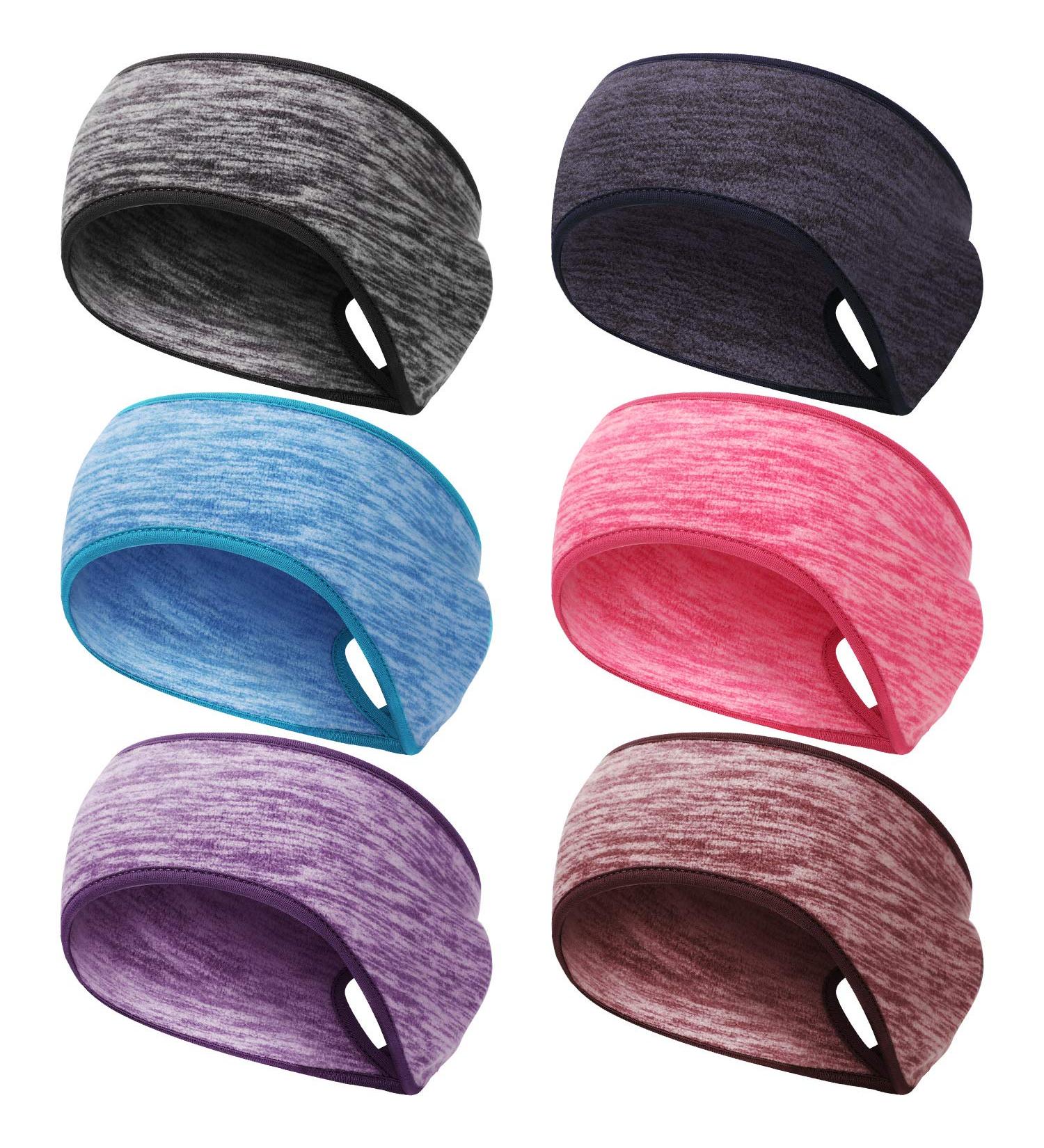 Winter Women's Ponytail Headband Ear Warmer Set - 6 Pack | Moisture-Wicking Sweatband for Running, Yoga, Outdoor Sports - Assorted Colors - Buy Online on GoSupps.com