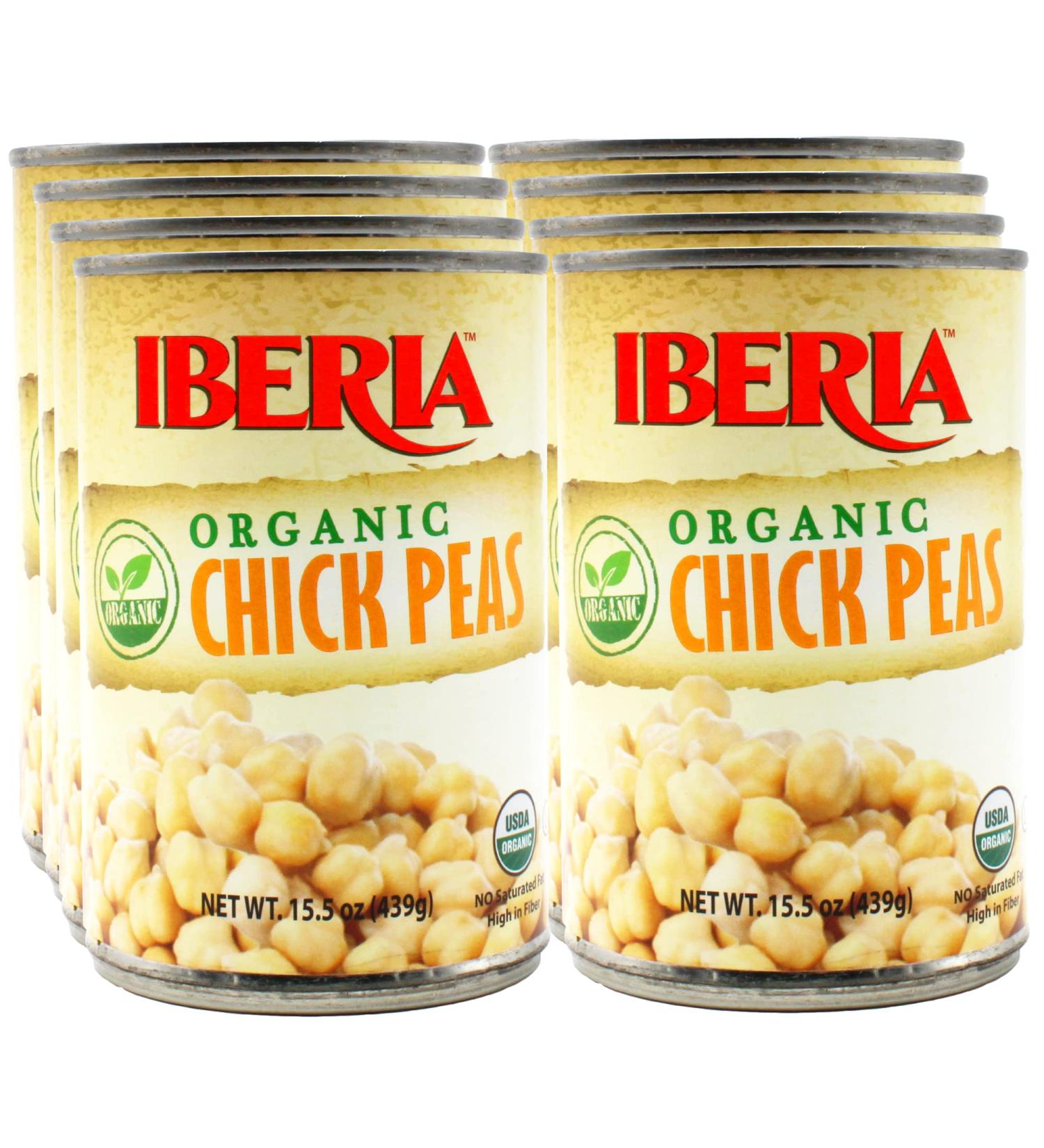 Iberia Organic Chickpeas 15.5 oz - Pack of 8 | Premium Quality Beans - Buy Online on GoSupps.com