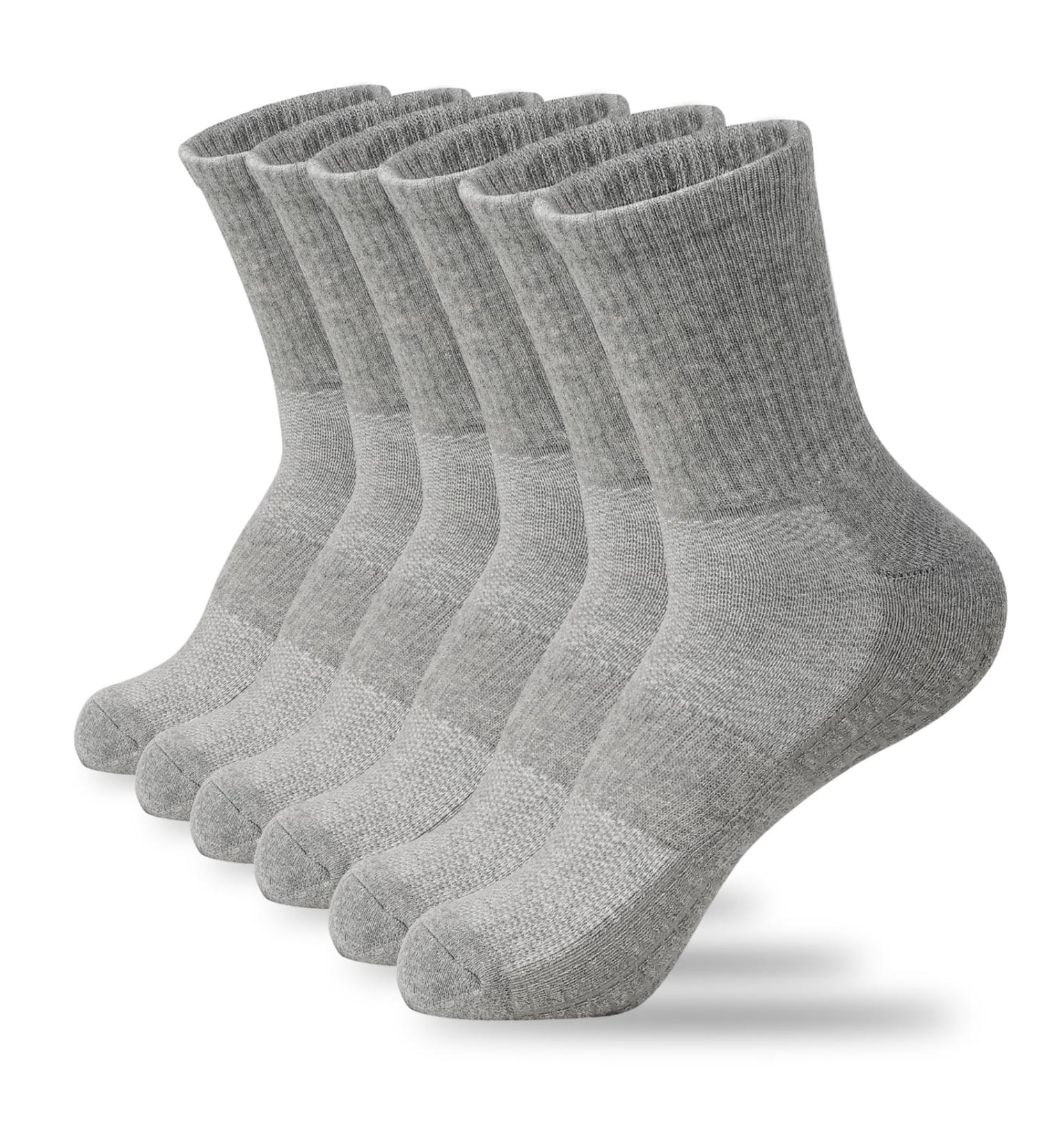 Yaniky 6 Pair Cotton Sports Socks for Men & Women - Breathable Cushioned Sneaker Hiking & Running Socks (Size 35-50 Gray) - Buy Online on GoSupps.com
