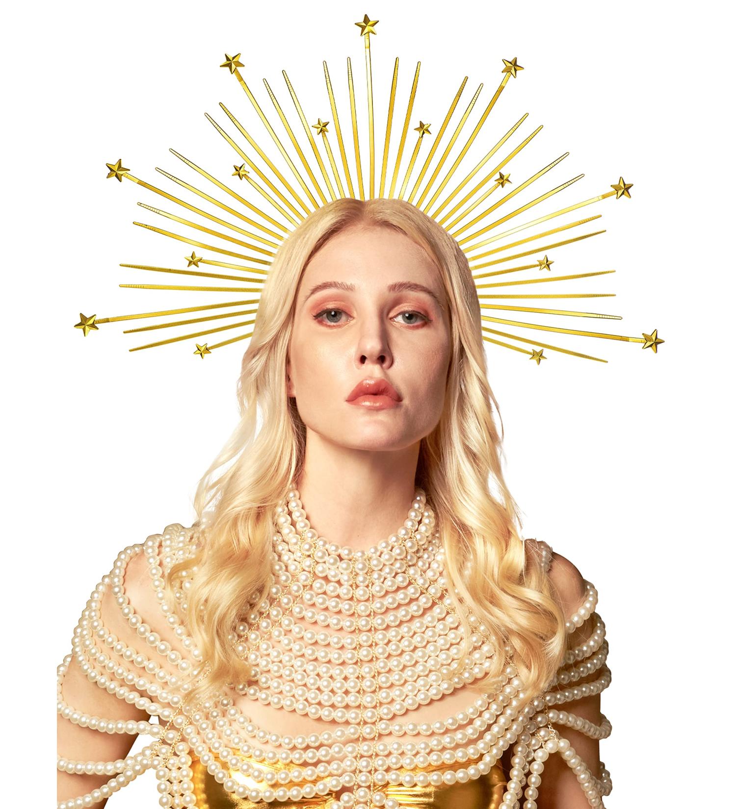 Gold Star Spiked Crown Headpiece - Beyonce Inspired Met Gala Halo for Women - Buy Online on GoSupps.com