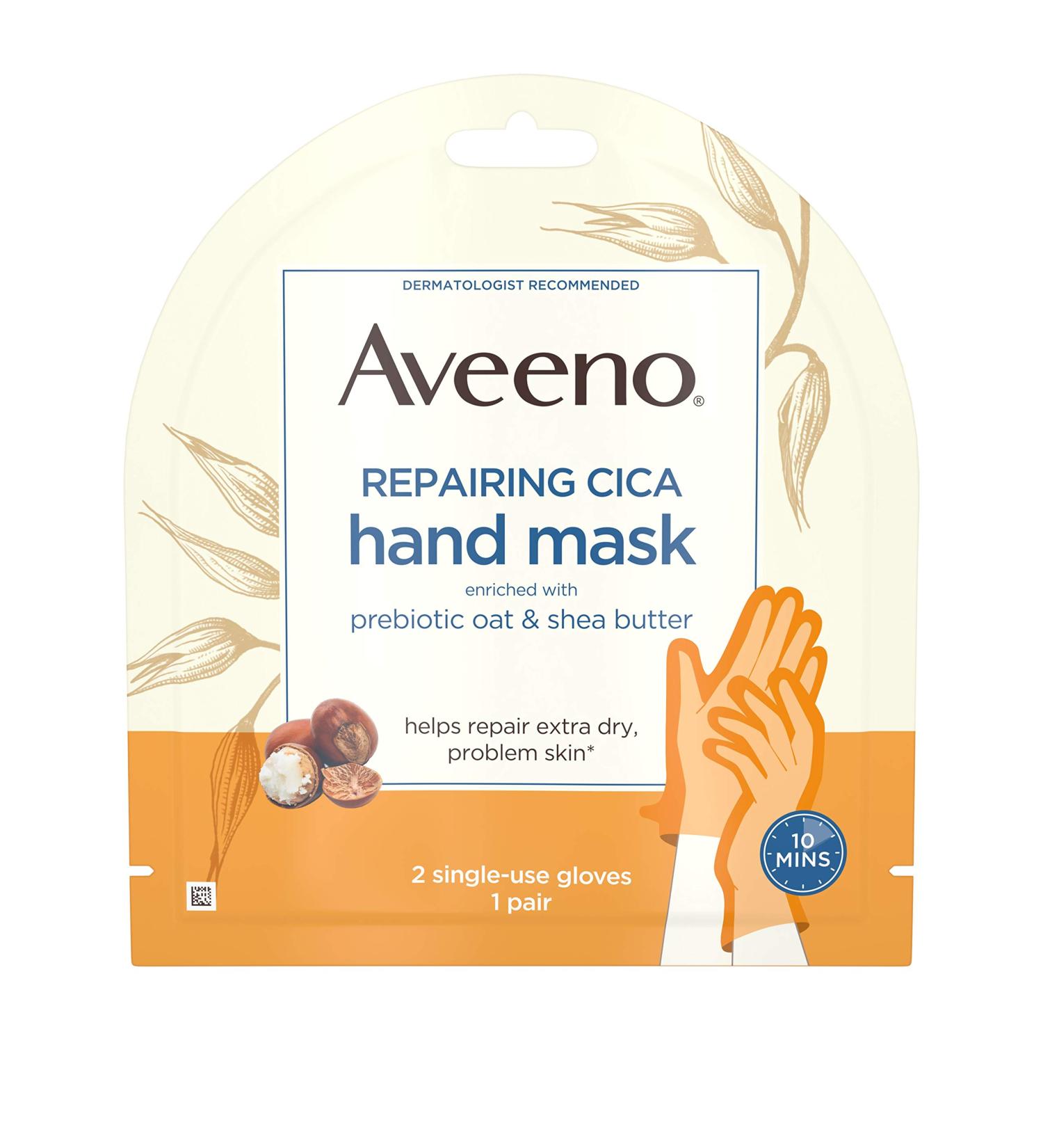 Aveeno Repairing CICA Hand Mask with Prebiotic Oat and Shea Butter - 3 Pack, Paraben-Free, Fragrance-Free - Buy Online on GoSupps.com