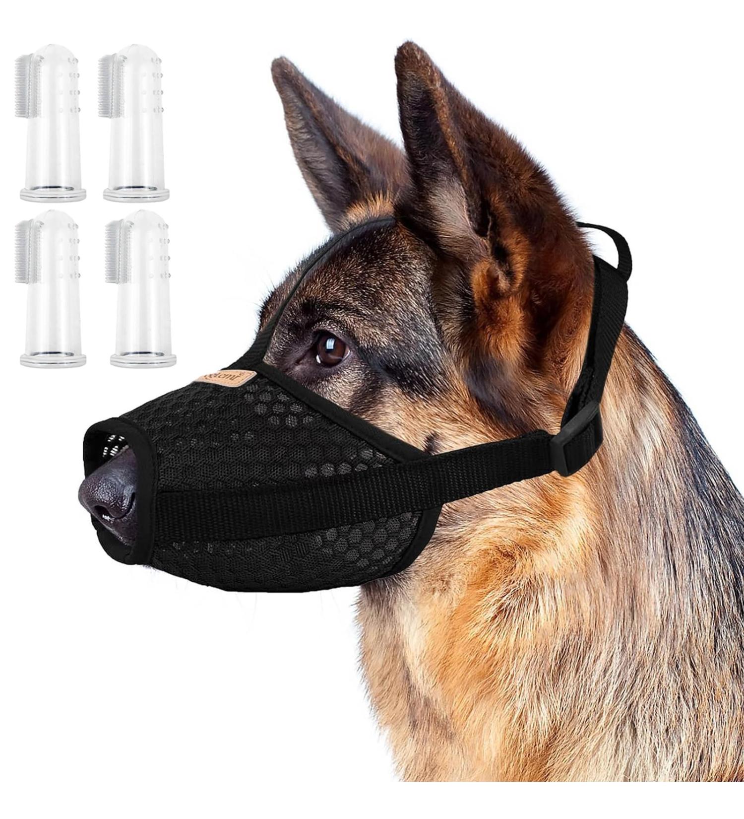 SIMDAO Muzzle for Dogs Protection Muzzle with Adjustable Straps Comfortable & Breathable Prevent Eating Biting and Chewing Allows Panting and Drinking Durable Black Dog Mouth Cover Black XXL - Buy Online on GoSupps.com