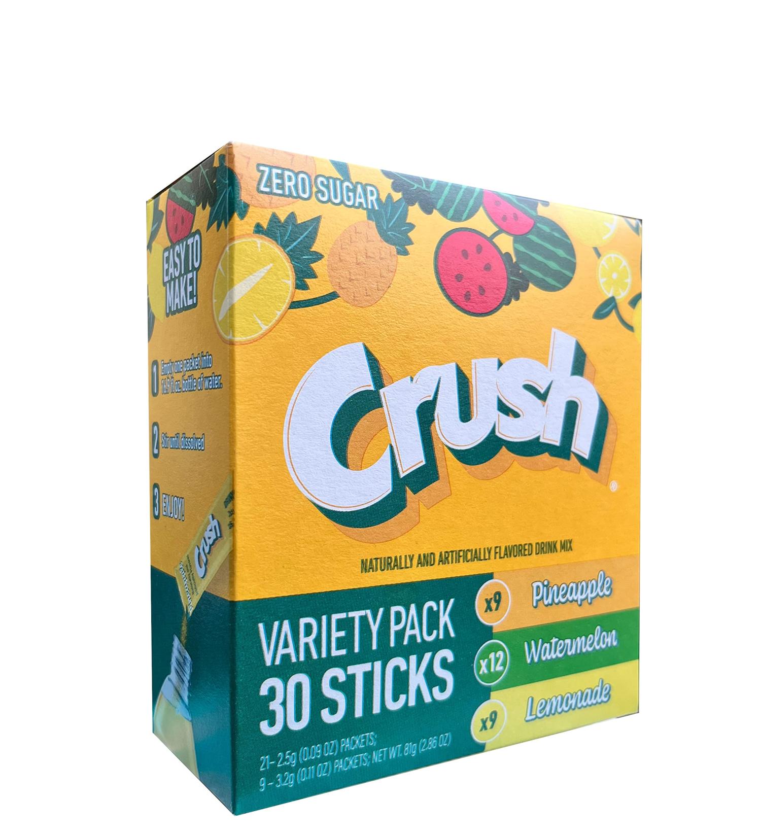 Crush Sugar Free Lemonade Watermelon Pineapple On the Go Drink Mix Variety Pack 30 sticks Net Wt 81g (1 unit) - Buy Online on GoSupps.com