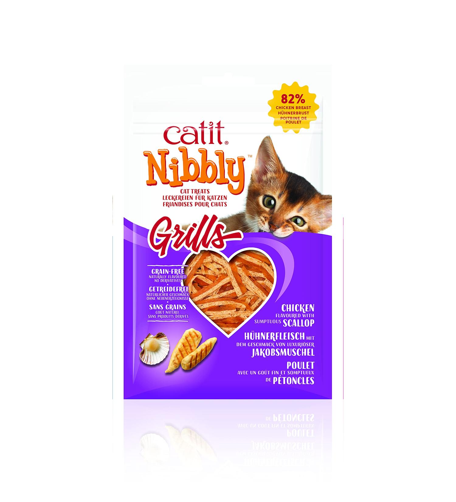 Catit Nibbly Grills Chicken and Scallop Chew Strips for Cats 30g with Scallop 311 g (Pack of 1)