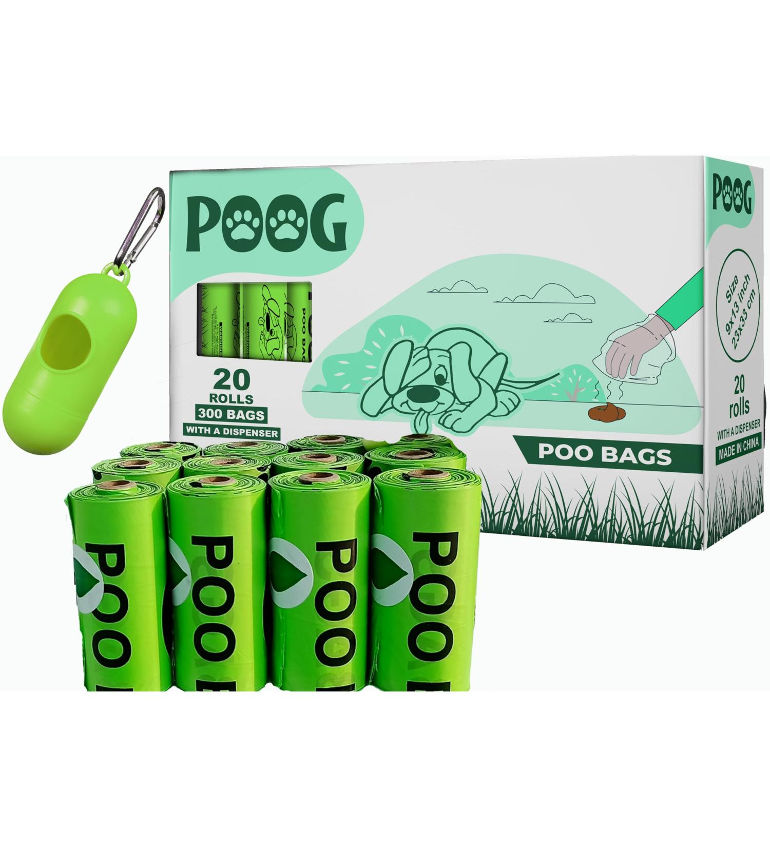 POOG Total 300 Count (Pack of 20 Rolls) Biodegradable Dog Poo Bags Lavender Scented Extra Strong Thick and Guaranteed Leak Proof included 1 Adjustable Dispenser - Buy Online on GoSupps.com