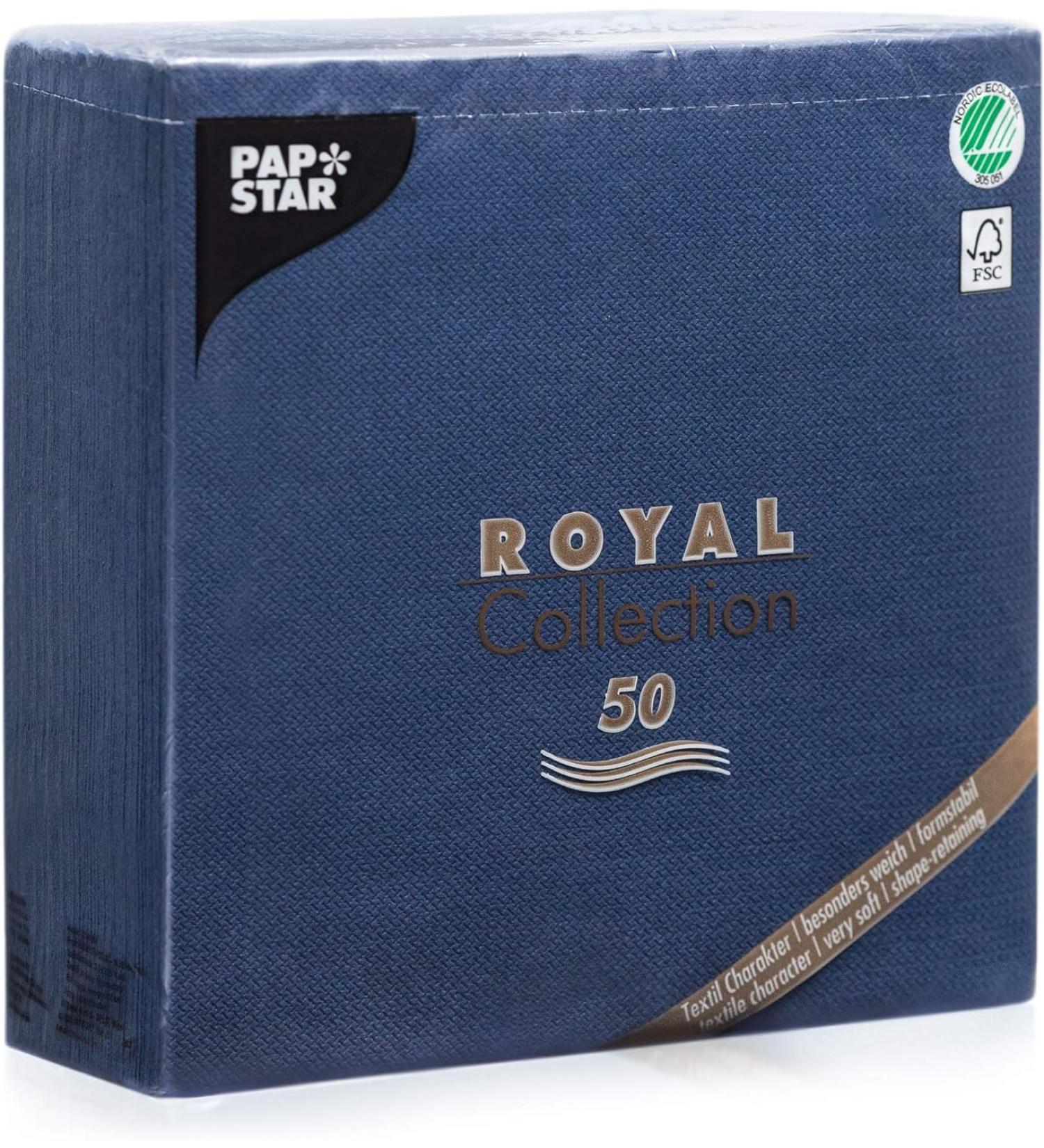 Buy 50 Dark Blue ROYAL Collection 1/4 Fold Napkins 40 cm x 40 cm | Premium Quality for Elegant Events | International Shipping Available - Buy Online on GoSupps.com