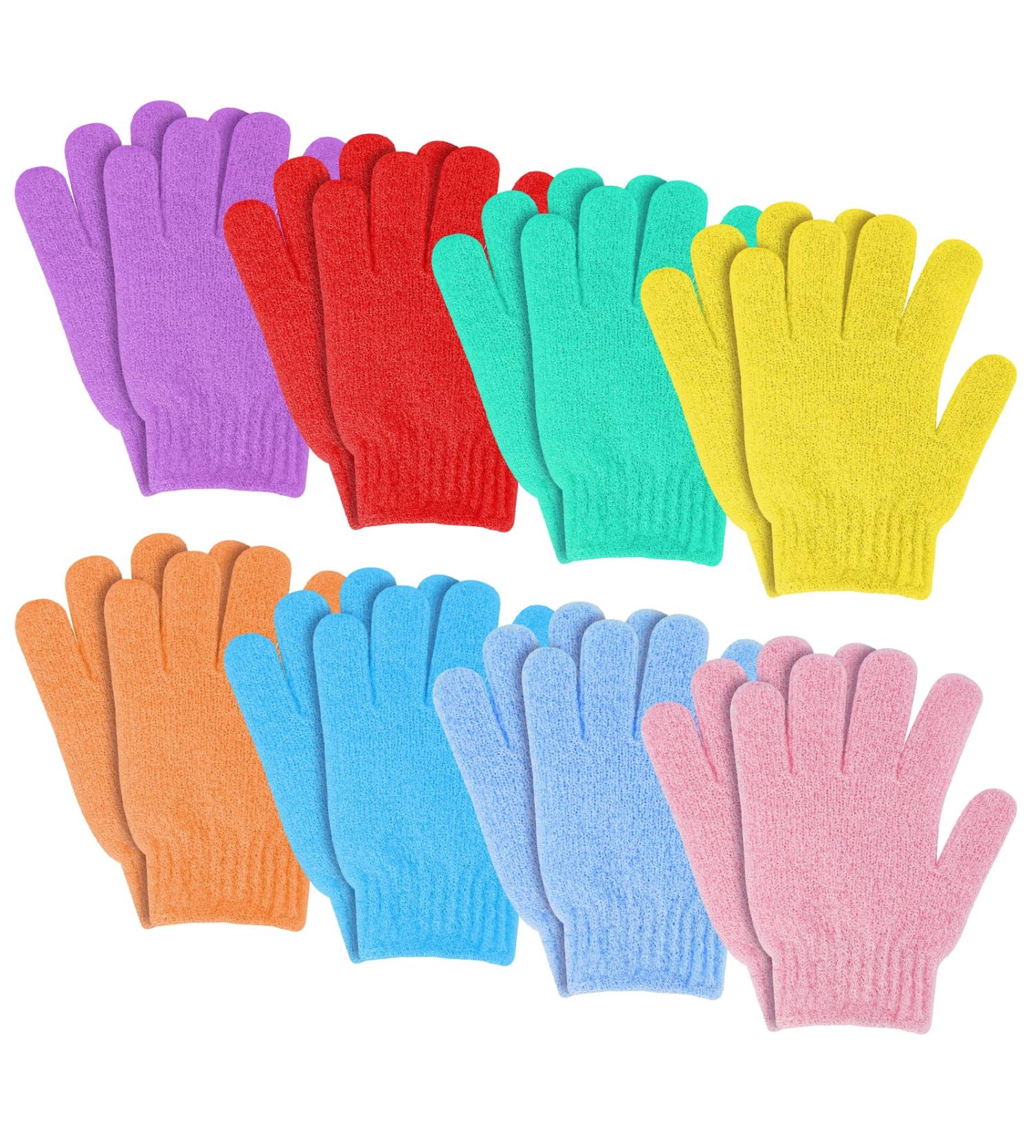 Sibba 8 Pair Exfoliating Gloves - Natural Loofah Wash Gloves for Body and Face - Dead Skin Remover - Double Sided Microfibre Scrubber - Buy Online on GoSupps.com