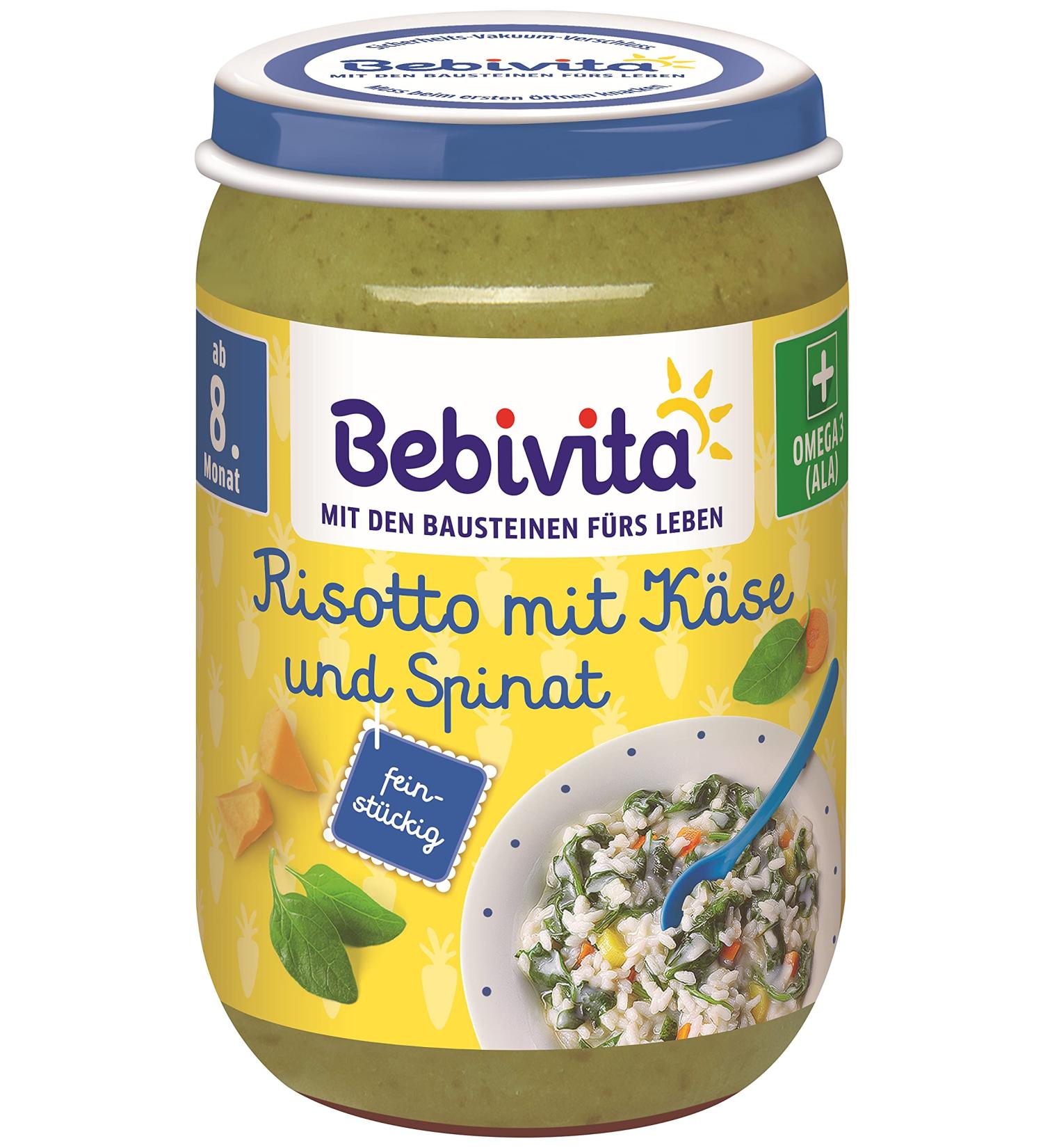 Bebivita menus from 8 months Risotto with cheese and spinach 220 g Risotto with cheese and spinach 220 g (1 pack)