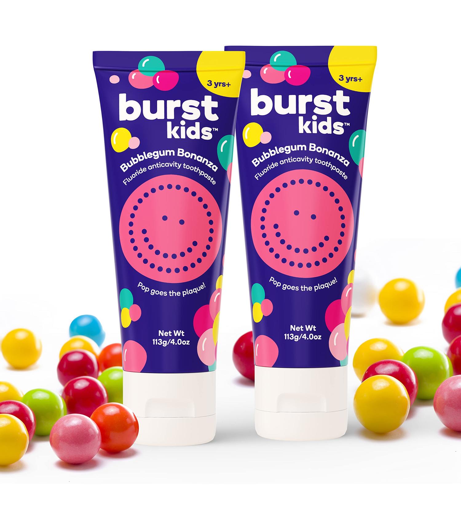 Kids Bubblegum Bonanza Fluoride Toothpaste - Cavity Fighting, Plaque Reduction, Safe & Effective - Vegan, SLS & Gluten Free - 4oz 2pk - Buy Online on GoSupps.com