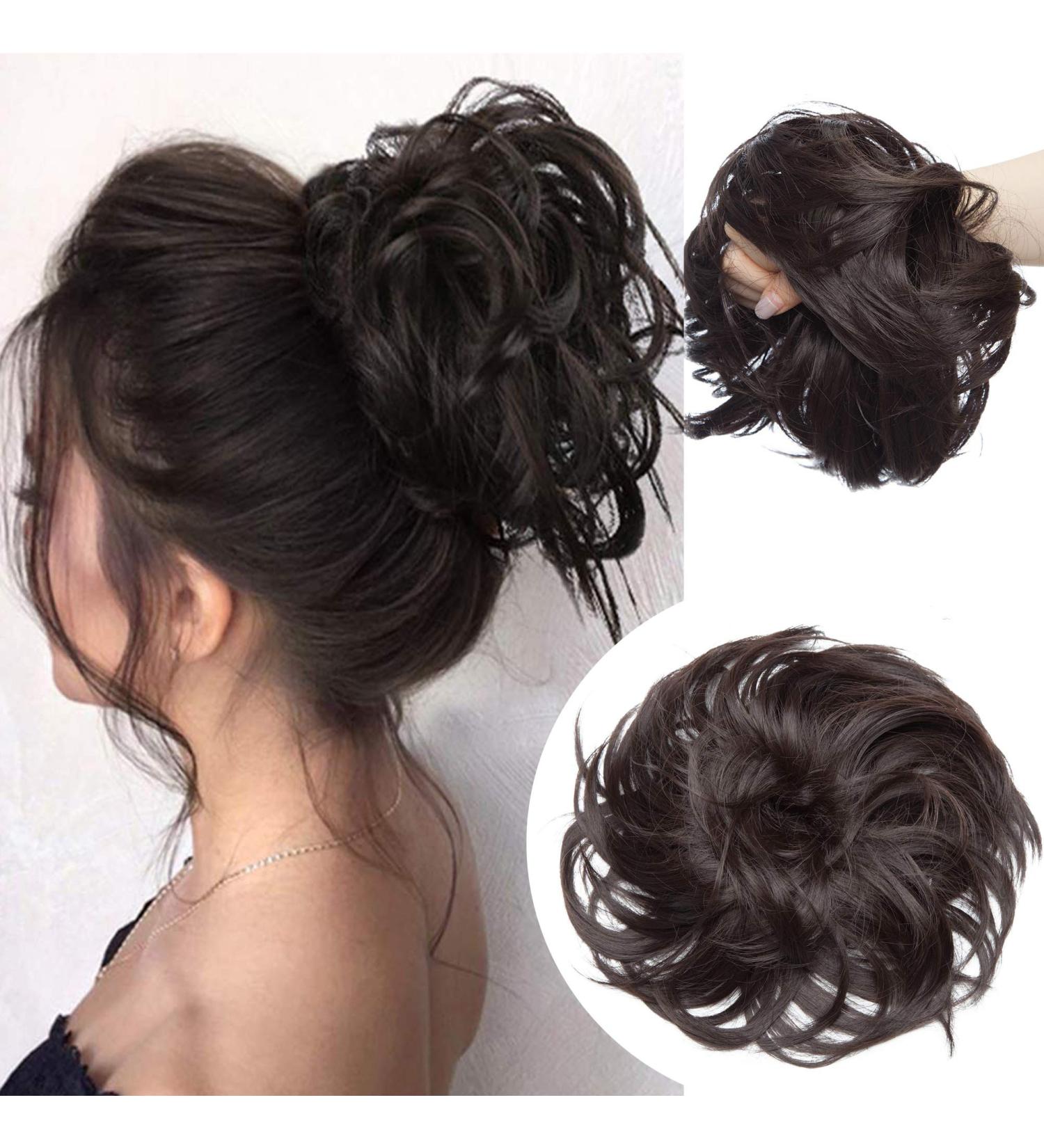 Thick 80g Dark Brown Hair Tie Extensions | Large Messy Bun & Updos for Voluminous Real Hair Look - Buy Online on GoSupps.com