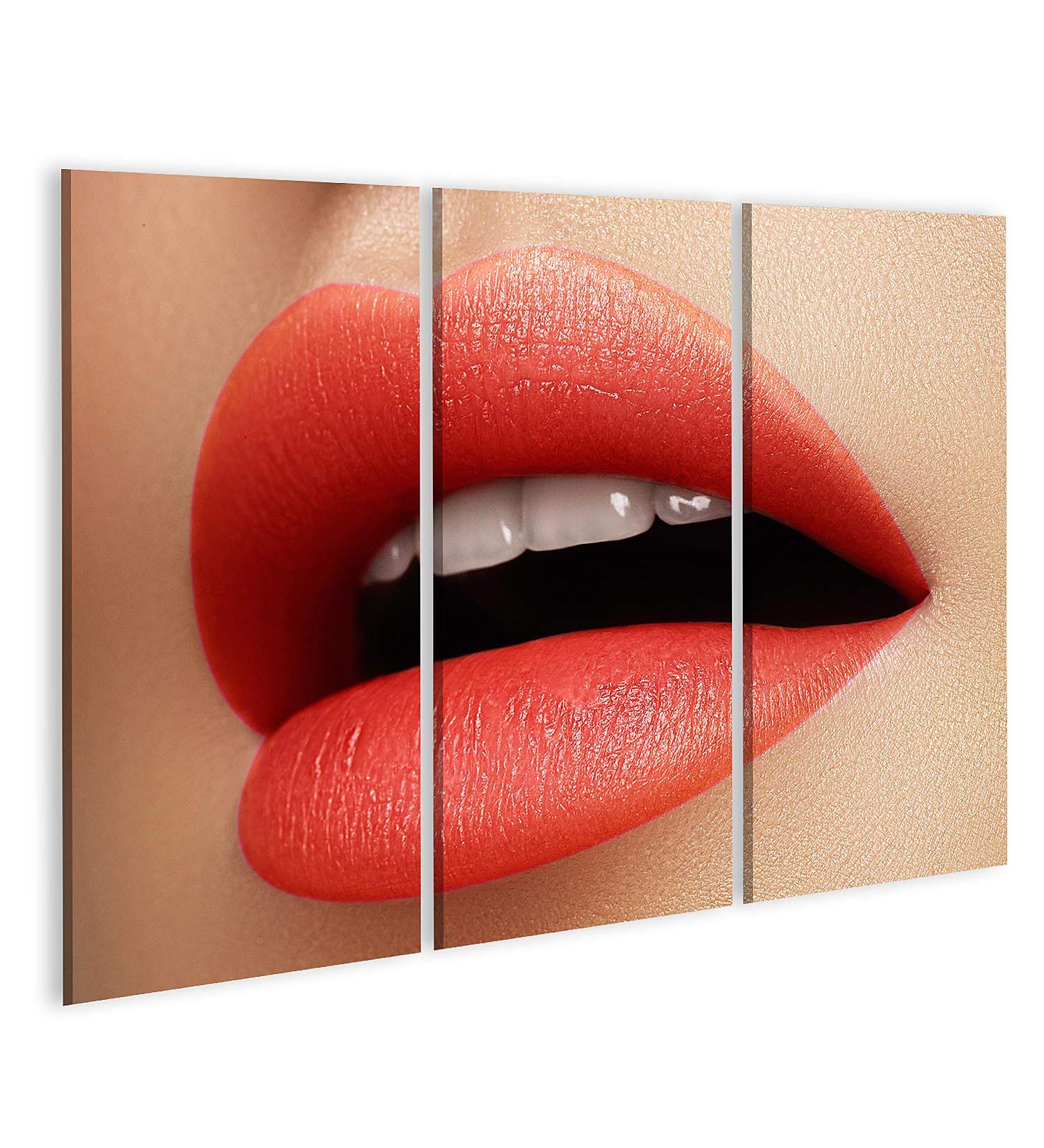 Canvas Image Cosmetics Makeup Gloss Lipstick On Lips Closeup of Beautiful Female Mouth with Red and Pink Lip Makeup Part Of Face Wall Living Room Home Office Poster Images GBDV-3Px - Buy Online on GoSupps.com
