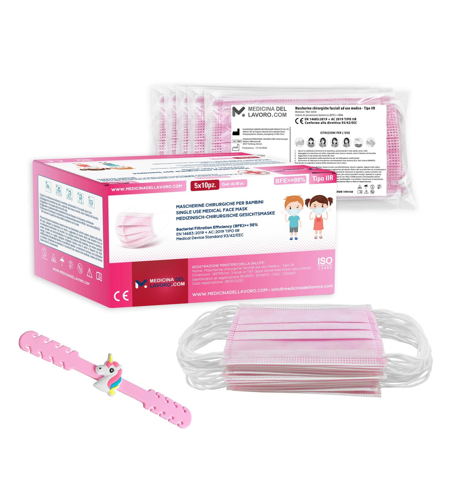 50 CE Certified Children's Masks - Rose Mouth & Nose Protection IIR Standard BFE 98% - Medical Use 50 Pack - Buy Online on GoSupps.com