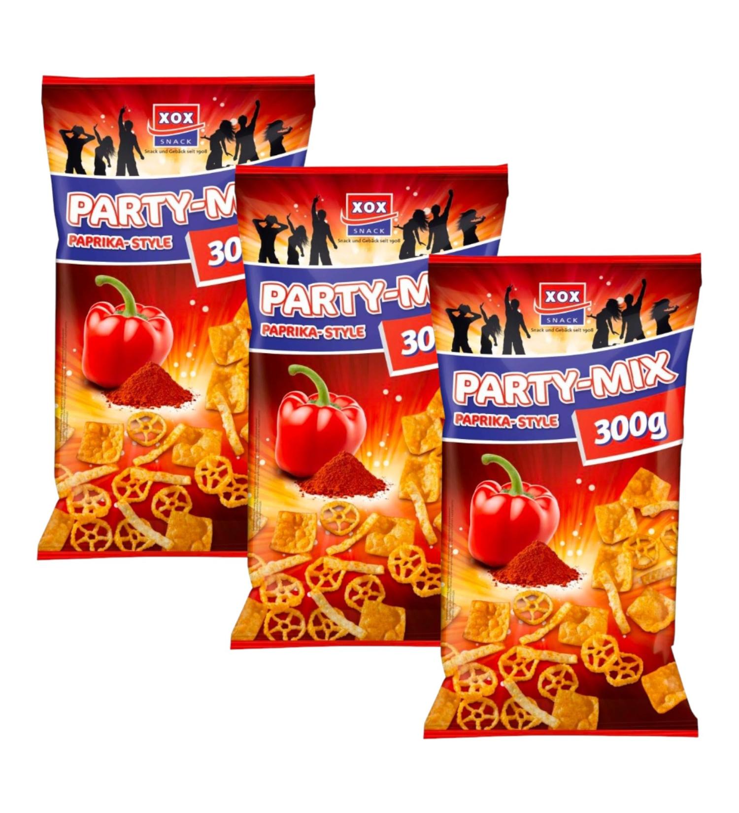 XOX Party Mix 300g |Wheat corn snack with pepper taste |Vegan crispy chips 300g (Party Mix 3 Series Pack) Party Mix 300 G (3 Series Pack)
