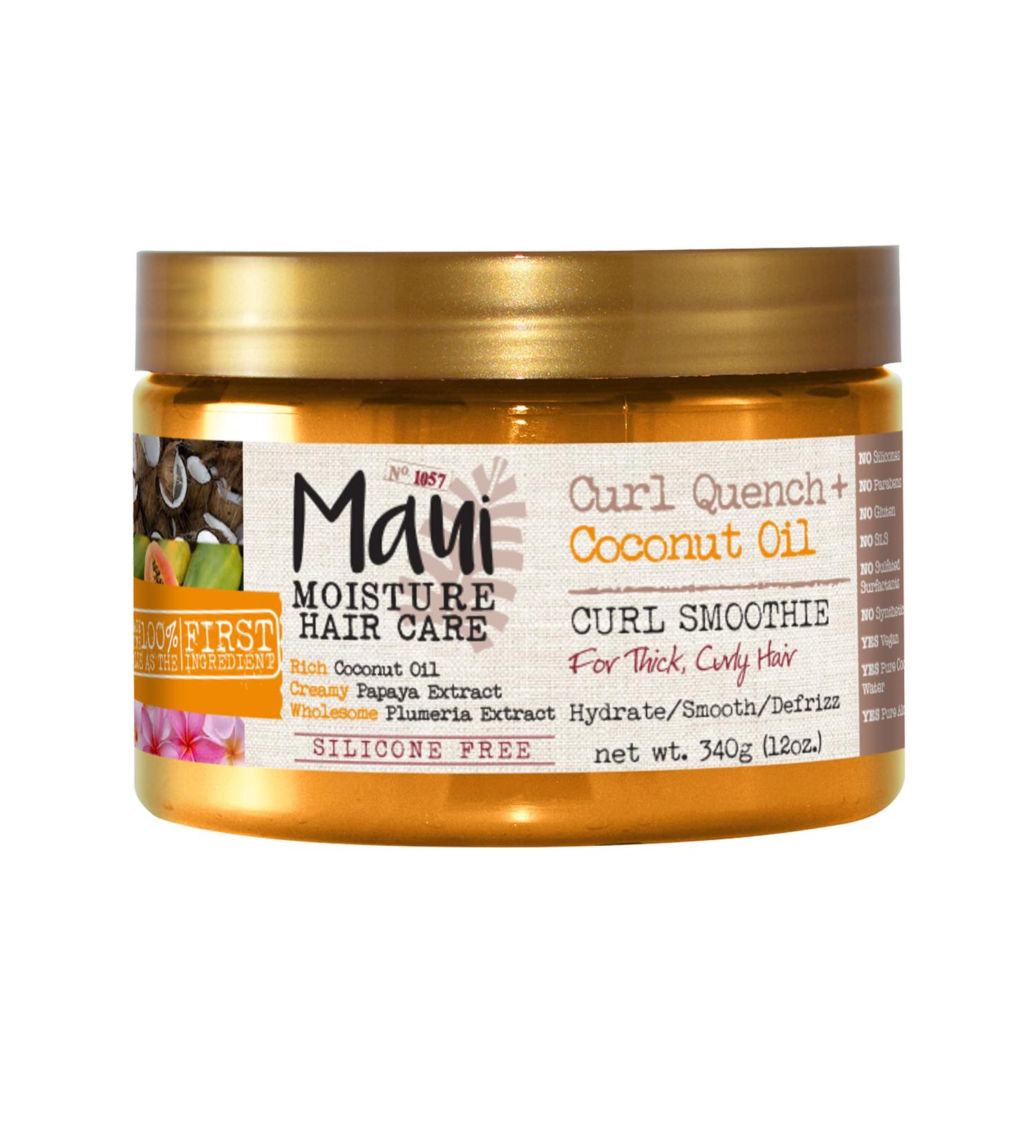 Maui Moisture Coconut Oil Curl Smoothie 12 oz - Silicone-Free Styling Cream for Tight Curls - Vegan & Paraben-Free - Buy Online on GoSupps.com