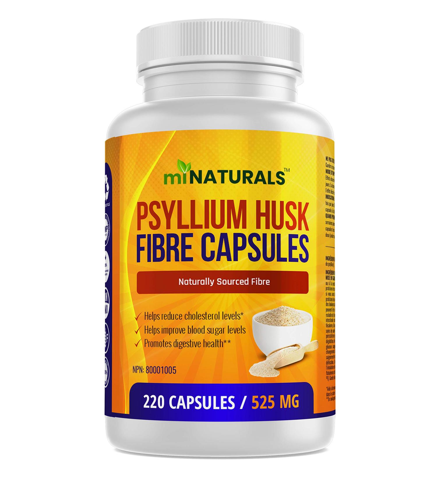 Psyllium Husk Fiber Capsules Supplement Natural Supports Digestive Health Eases Constipation 220 Capsules by miNATURALS - Buy Online on GoSupps.com