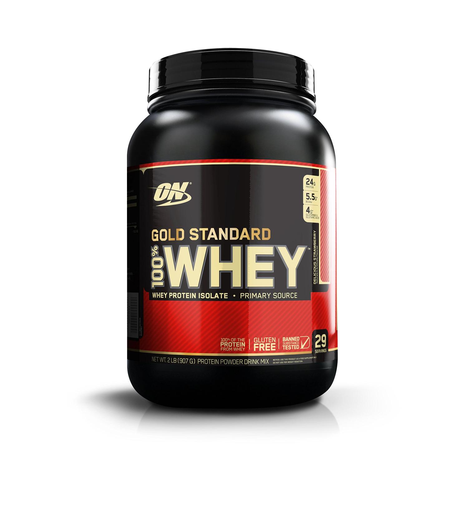 Optimum Nutrition Gold Standard 100% Whey Protein Powder Delicious Strawberry 2 Pound