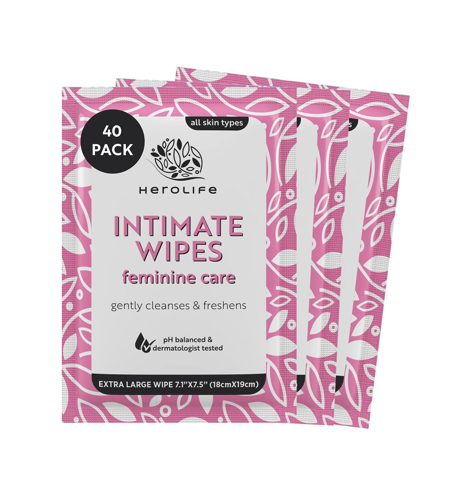 Personal Wipes for Feminine Care - Biodegradable & Plant-Based 40 Single-Use Cleansing Wipes | Travel-Friendly & Large Size - Buy Online on GoSupps.com