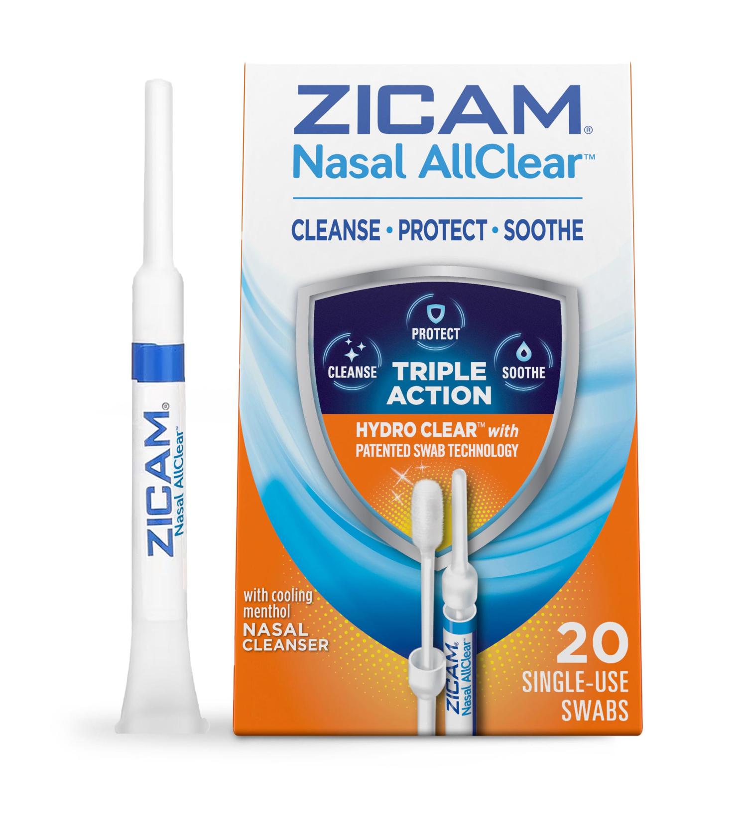 Zicam Nasal AllClear - Triple Action Sinus Relief Nasal Cleanser with Cooling Menthol Drug-Free 20 Count - Buy Online on GoSupps.com