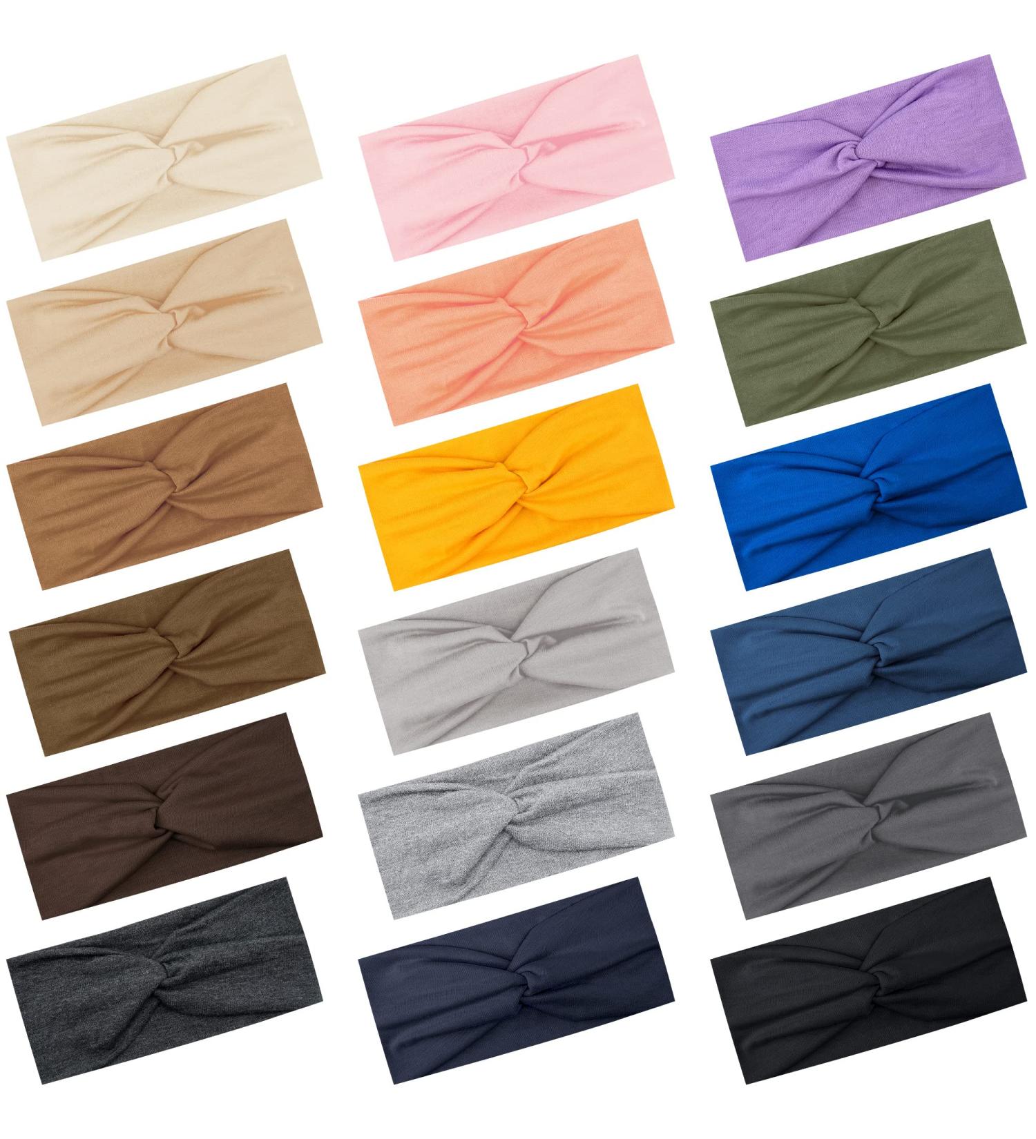 Feqo 18-Piece Elastic Hair Bands & Turbans for Women - Knot Headbands for Yoga Fitness & Sports | 18 Colors Available - Buy Online on GoSupps.com