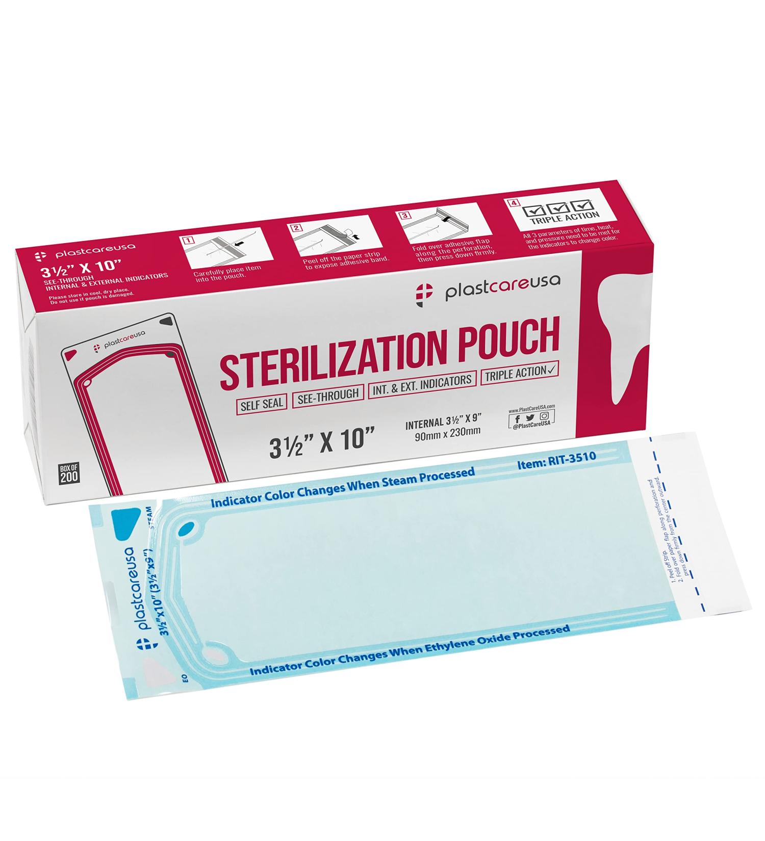 Self-Seal Sterilization Pouch 3.5 x 10 - 200 Box - Easy to Use & Secure - Buy Online on GoSupps.com