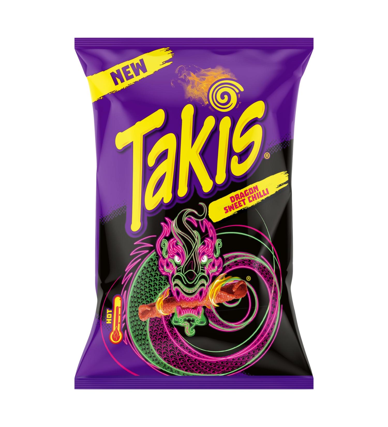 Takis Corn Chips - 18 x 100g - Affrontez l'intensit avec Takis (Dragon Sweet Chili) Fromage Queso Volcan