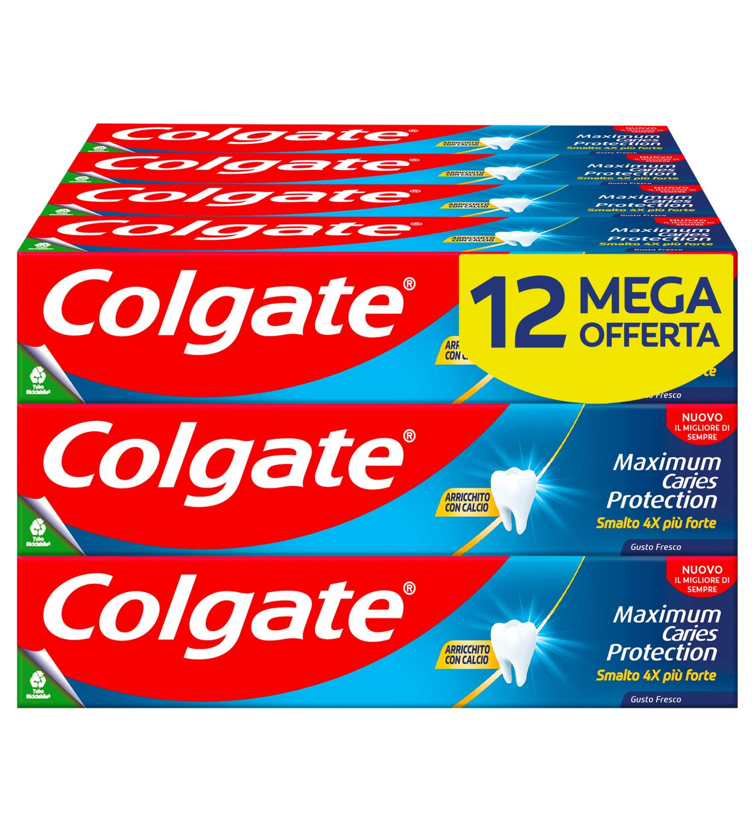Colgate Maximum Caries Protection Toothpaste 12 Packs - 75ml | Fluoride with Arginine | Superior Anti-Aging Technology | Great Mint Taste & 4x Stronger Nail Polish - Buy Online on GoSupps.com