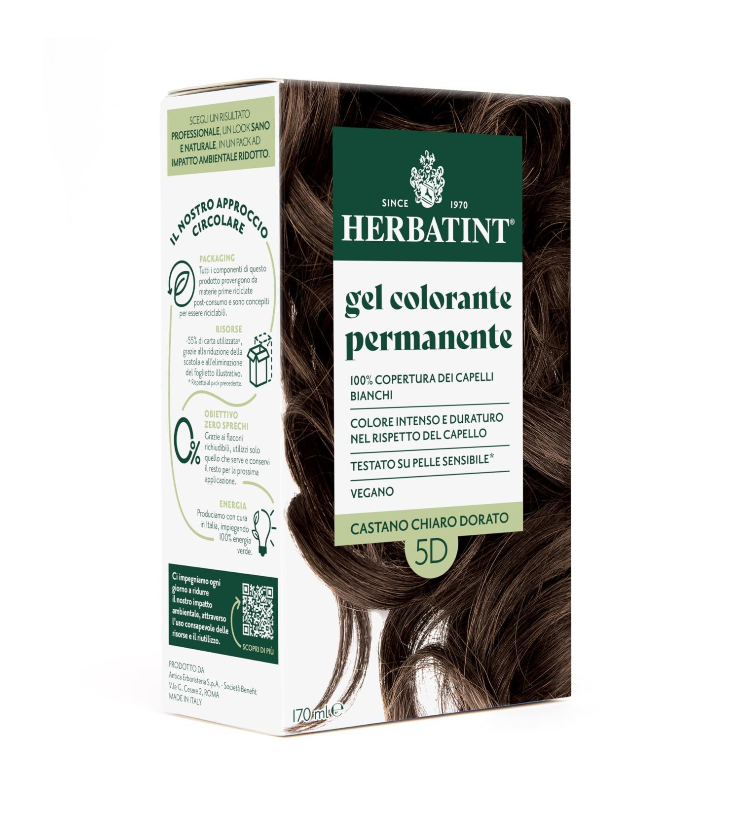  Herbatint Herbatint Permanent Hair Color Gel 5D Light Golden Brown - 170ml | Ammonia Free 100% White Hair Coverage | for Sensitive Skin with 8 Organic Natural Extracts - Buy Online on GoSupps.com