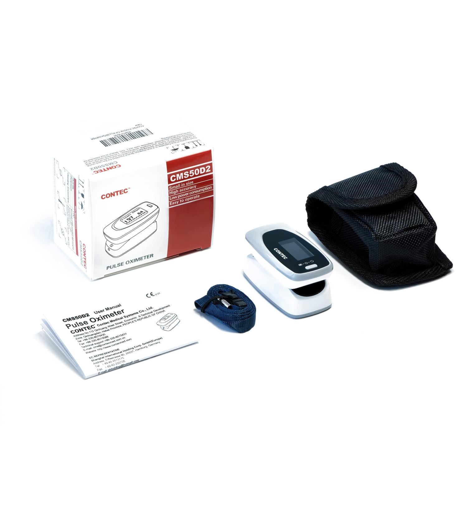 Contec Fingertip Pulse Oximeter with Pouch - Blood Oxygen Monitor - Buy Online on GoSupps.com