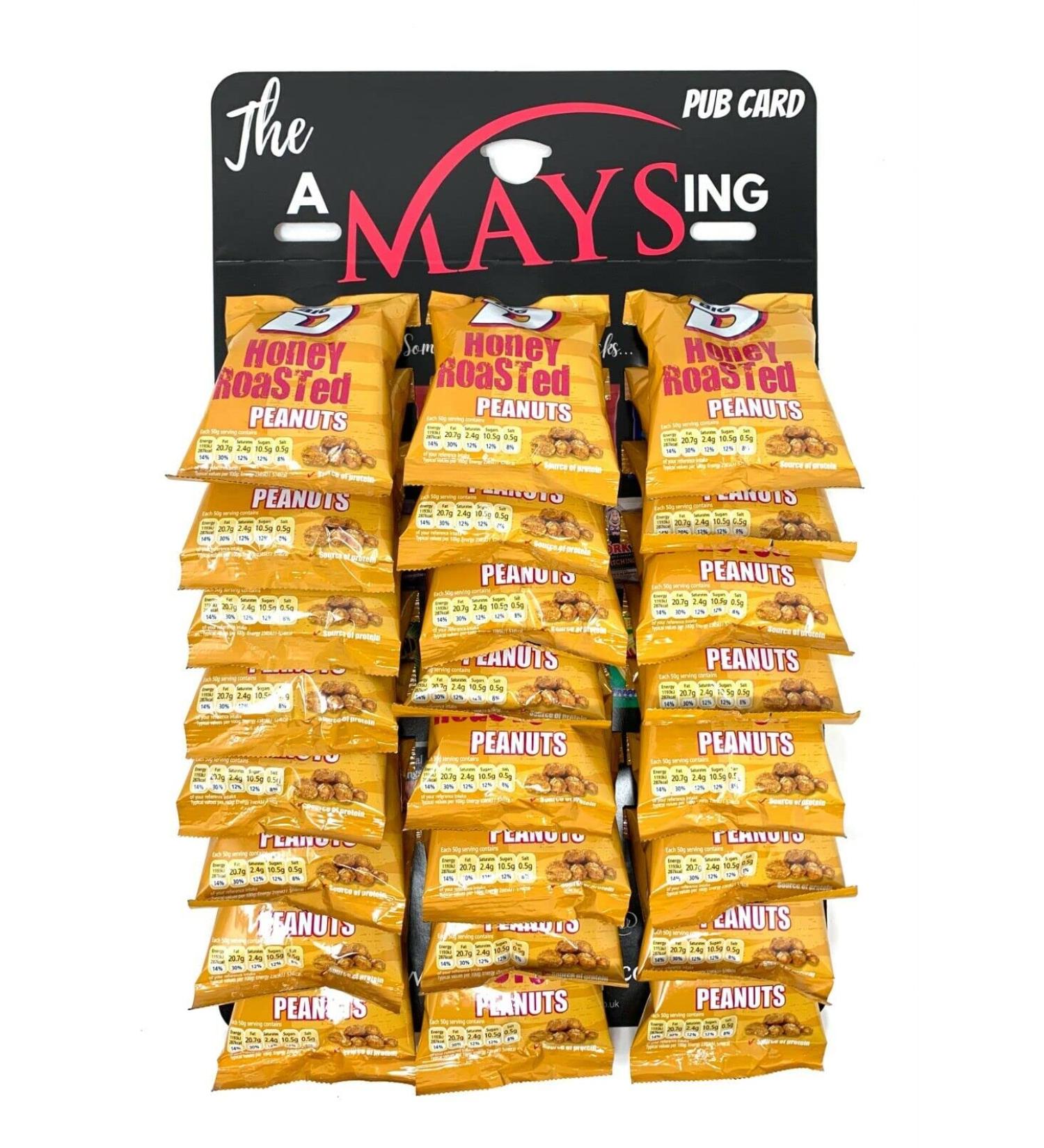 Big D Honey Flavoured Nuts Peanuts on The AMaysing Pub Card - 24 x 50g Packs - Buy Online on GoSupps.com