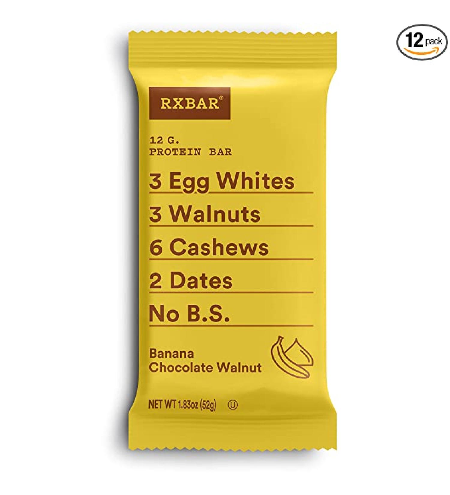 RXBAR Banana Chocolate Walnut Protein Bar - Gluten Free High Protein Snack (12 Pack) - Buy Online on GoSupps.com
