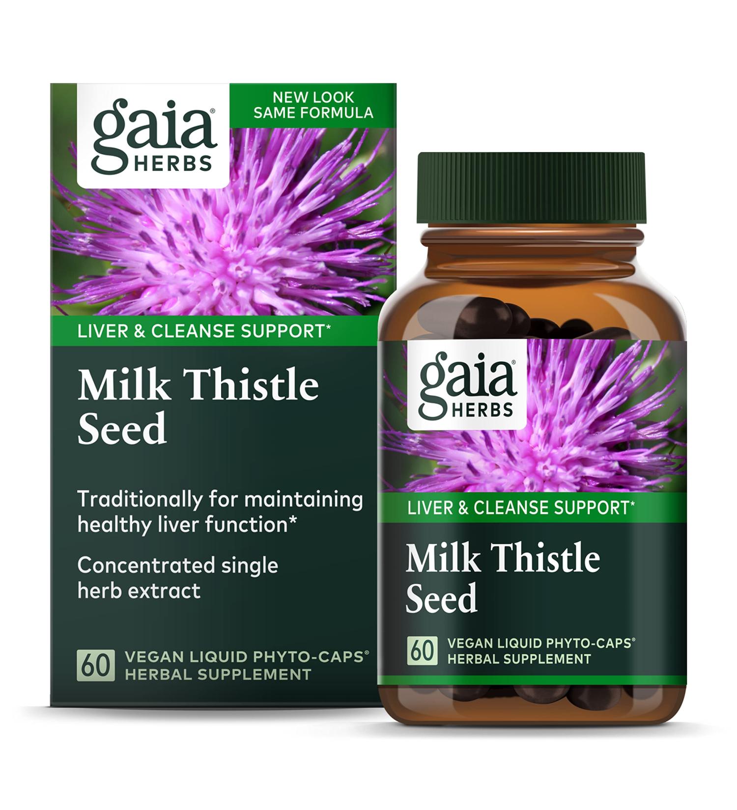 Gaia Herbs Milk Thistle Seed 60 Vegan Liquid Phyto-Caps - Liver Support & Detox - Buy Online on GoSupps.com