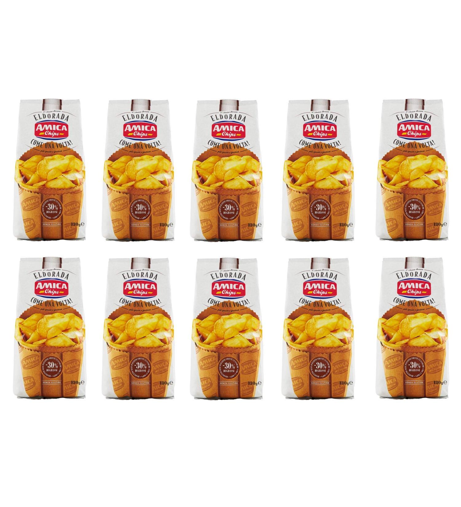 Amica Chips 10 x Amica Eldorada Come una Volta Potato Tokens Chunky Crispy Cut 130g Gluten Free
