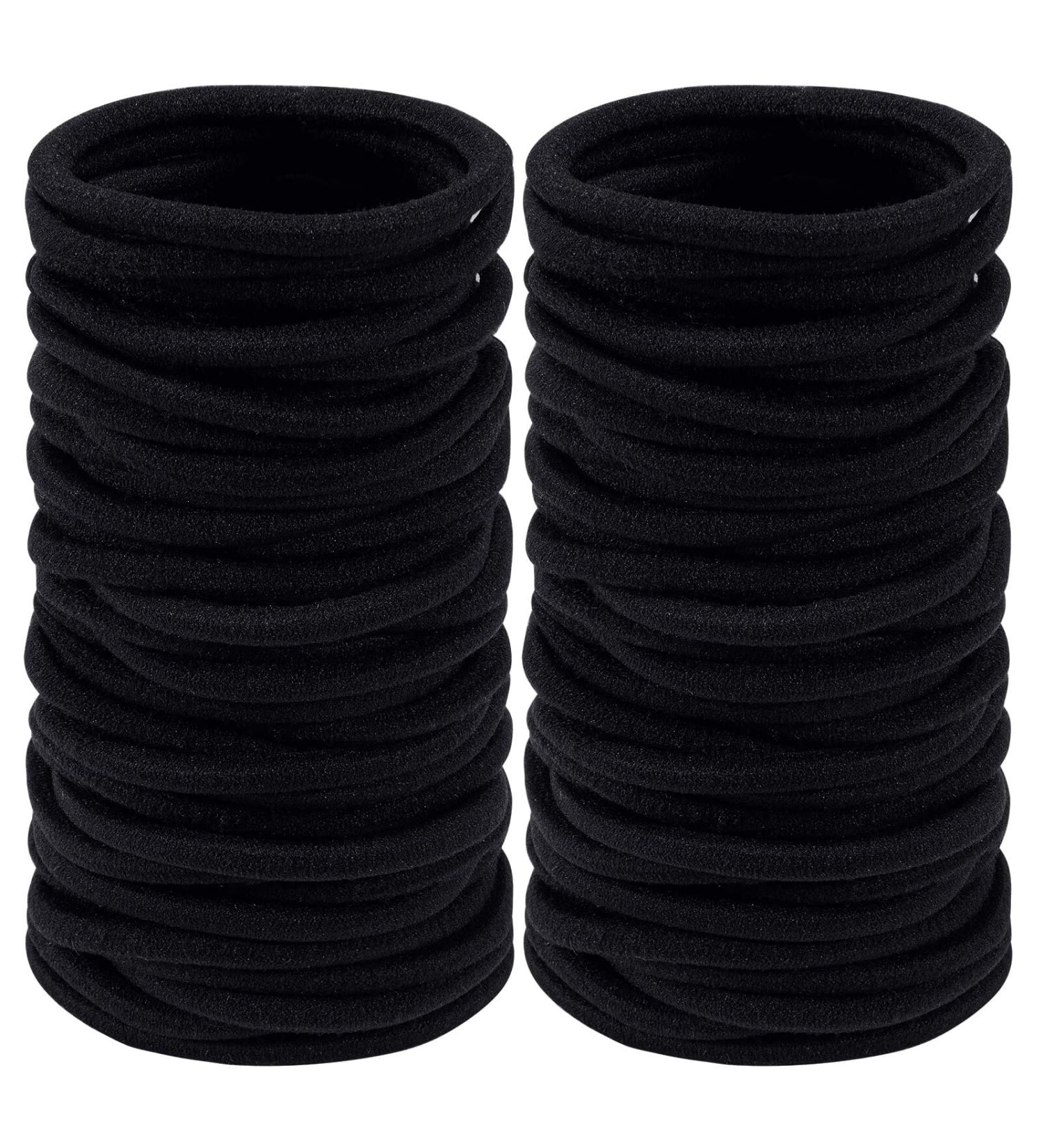 Aigee 120 Pcs Black Hair Ties - Elastic Rubber Bands for Medium to Thick Hair - No Damage Ponytail Holders for Women, Men, and Girls - Ideal for Long Lasting Braids - Buy Online on GoSupps.com