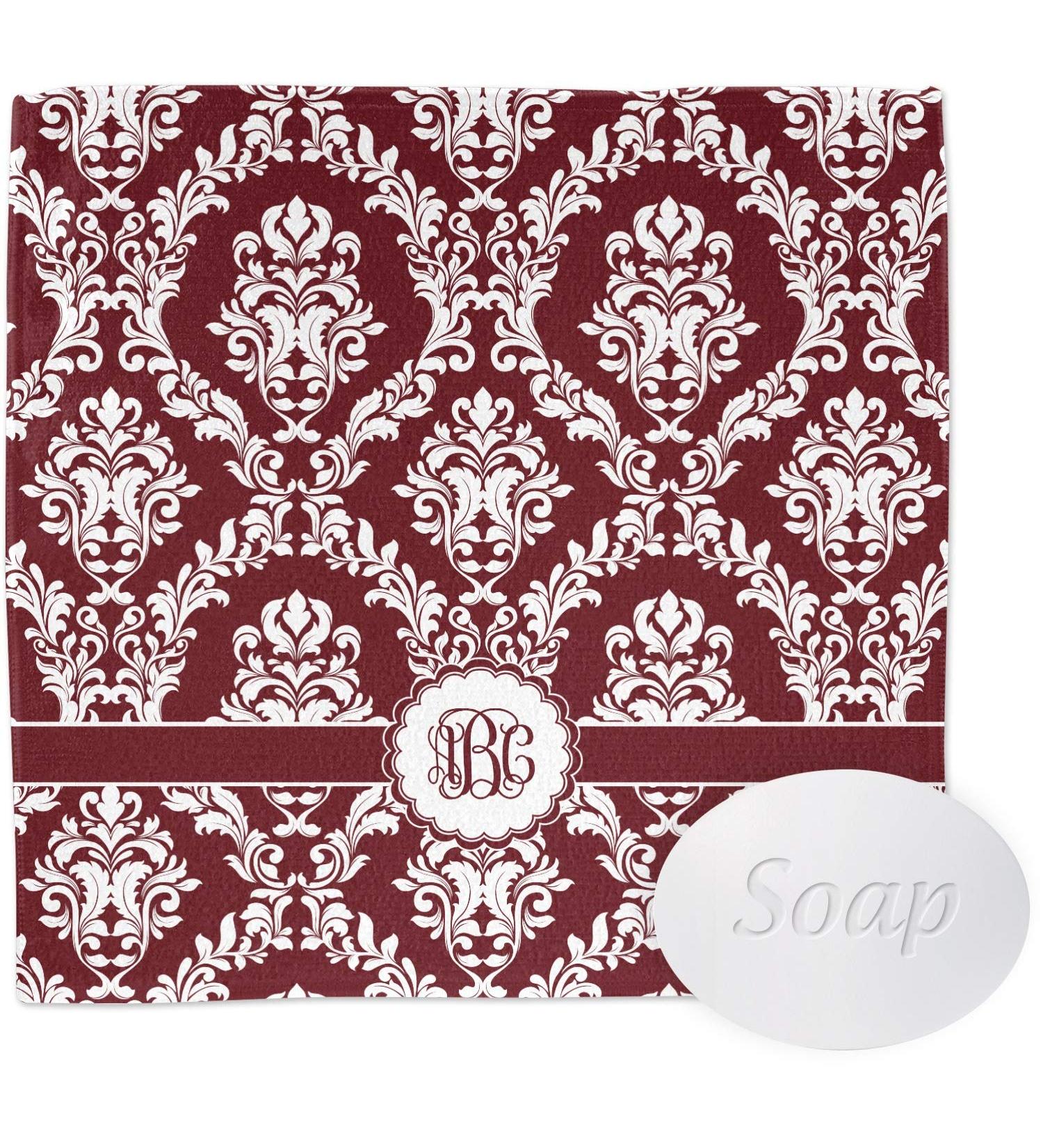 YouCustomizeIt Personalized Maroon & White Washcloth