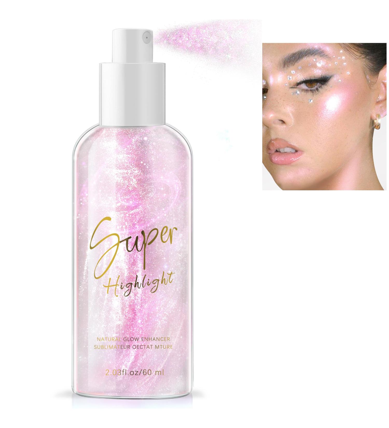 Light Pink Body Glitter Spray | Moisturizing Shimmer Highlighter for Face Hair & Body - Quick-Drying Non-Sticky 60ML - Buy Online on GoSupps.com