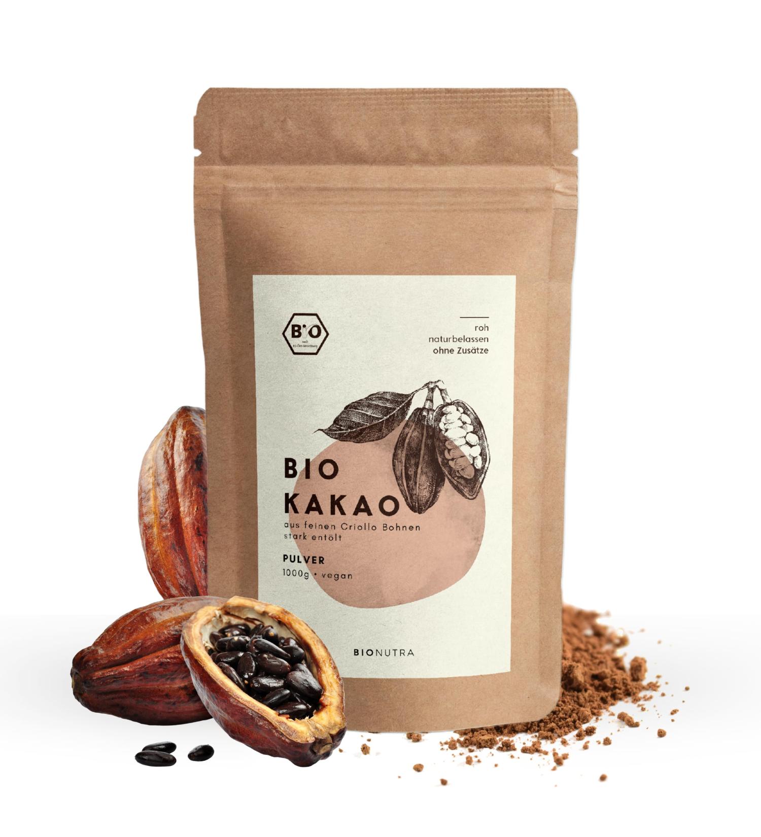 Bionutra Organic Cocoa Powder 1000g - De-Oiled Sugar-Free Vegan & Gluten-Free Highest Quality Croollo Beans - 6-Month Pack - Buy Online on GoSupps.com