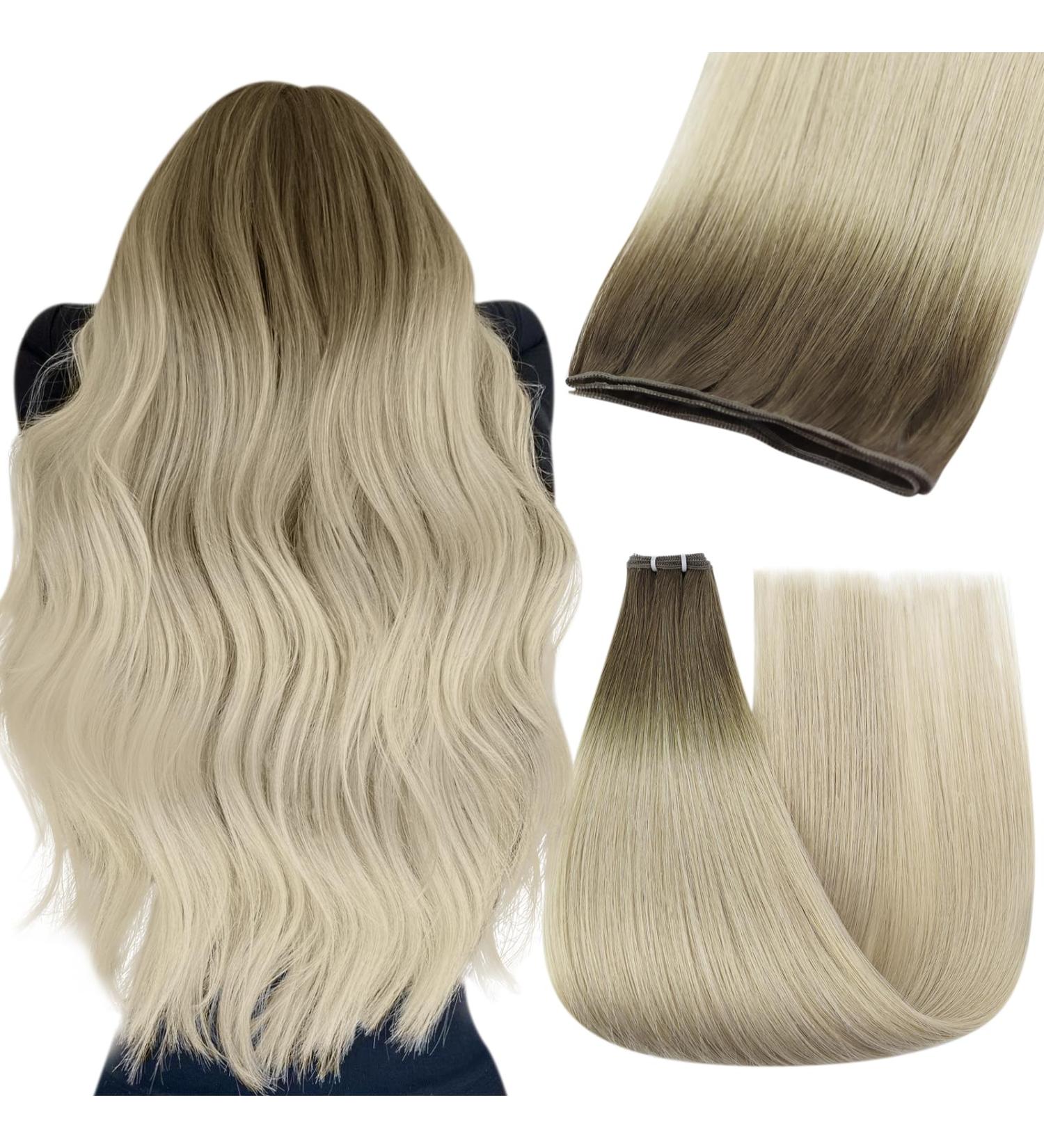 Youngsee Virgin Weft Extensions - Real Hair Balayage Ombre Brown to Blonde | 40cm Genius Weft for Weaving | 25g #9A/10/800 - Buy Online on GoSupps.com