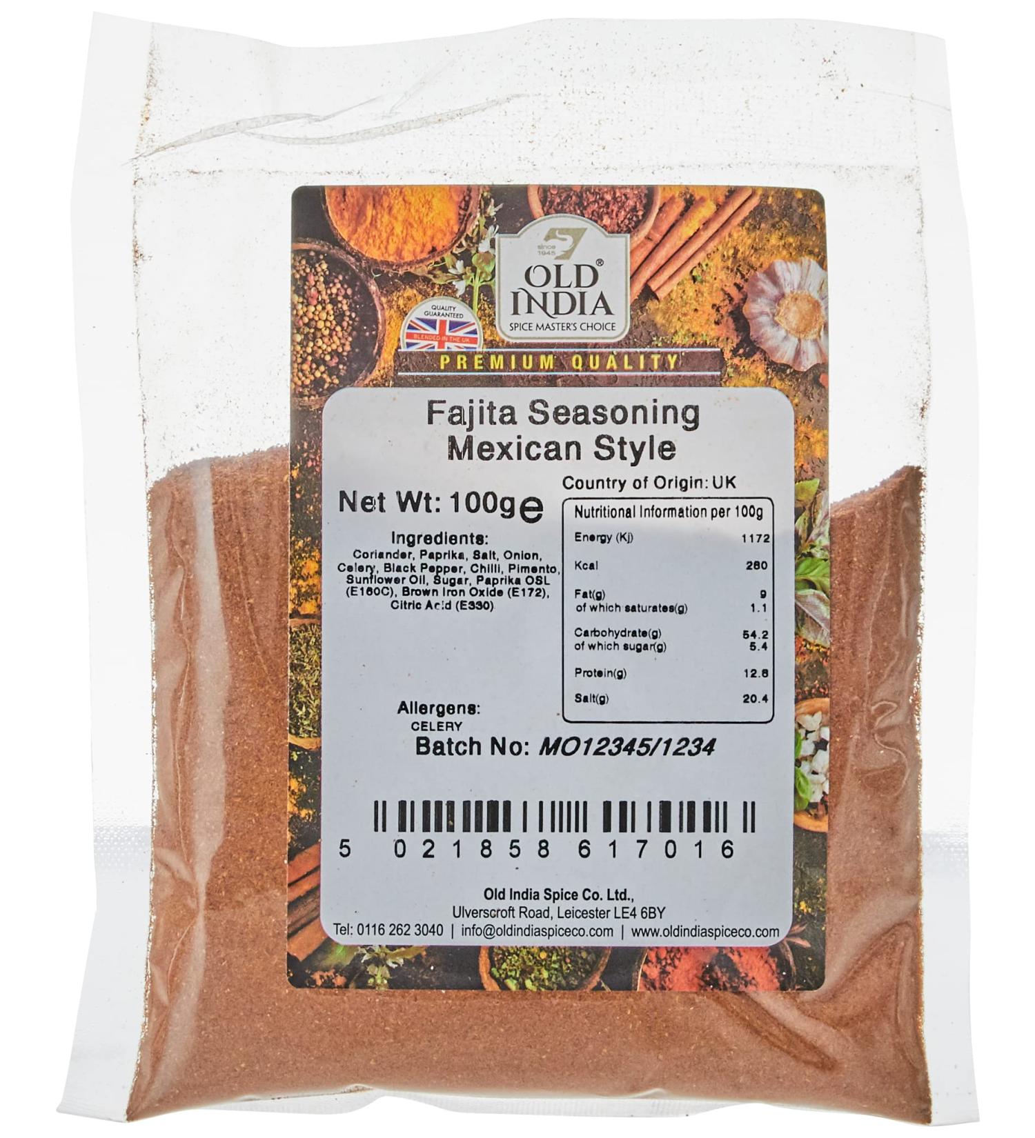Old India Fajita Seasoning Mexican Style 100g - Authentic Mexican Flavors - Buy Online on GoSupps.com