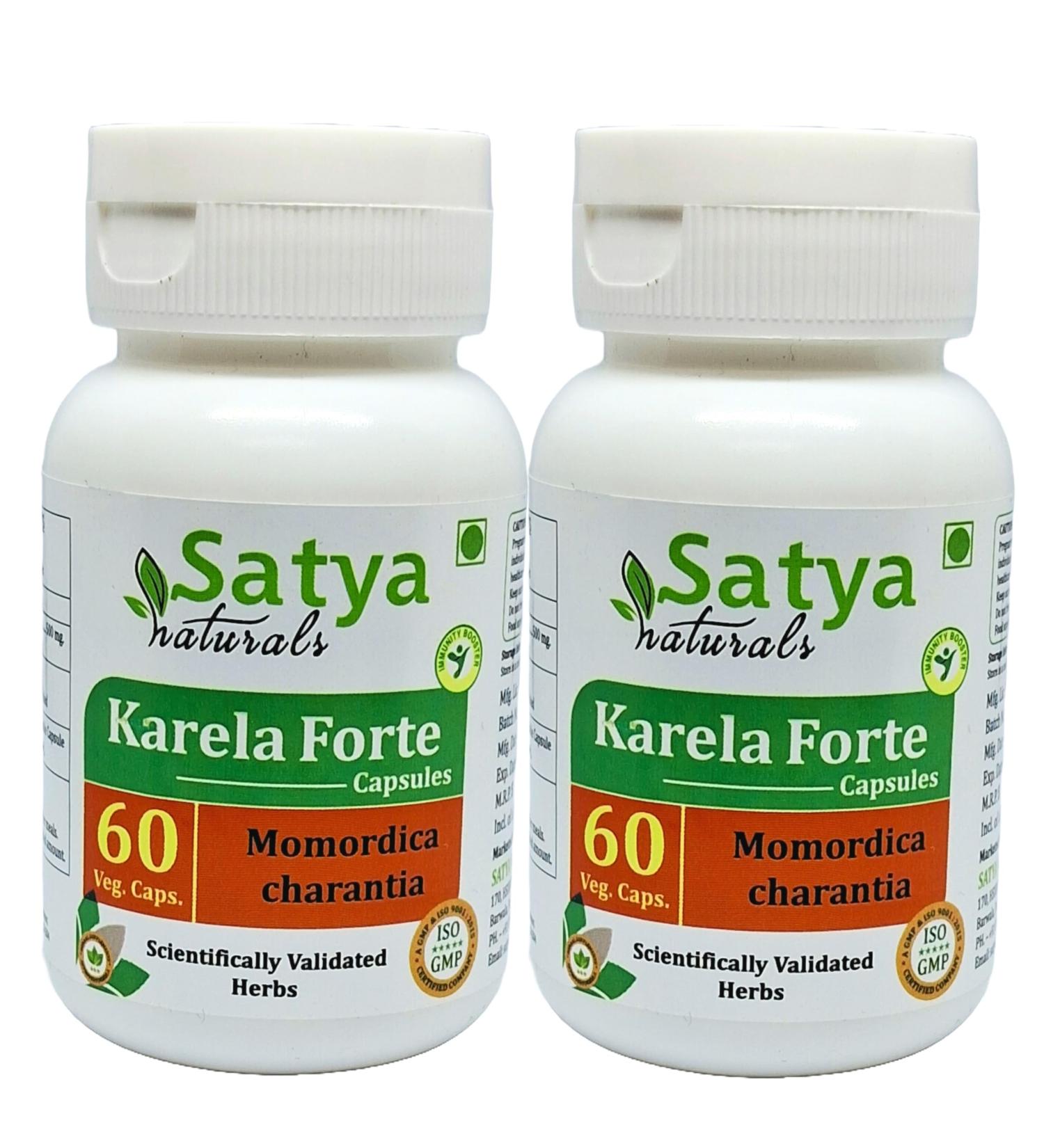 Bitter Melon Forte Capsule 500 mg. 60 Veg. Capsule | Karela (Momordica Charantia) Extract Capsules for Men and women | Ayurvedic Herbal Supplement/Remedies | 10:1 Forte (2 Bottles of 60 Capsules) 120 Count (Pack of 1) - Buy Online on GoSupps.com