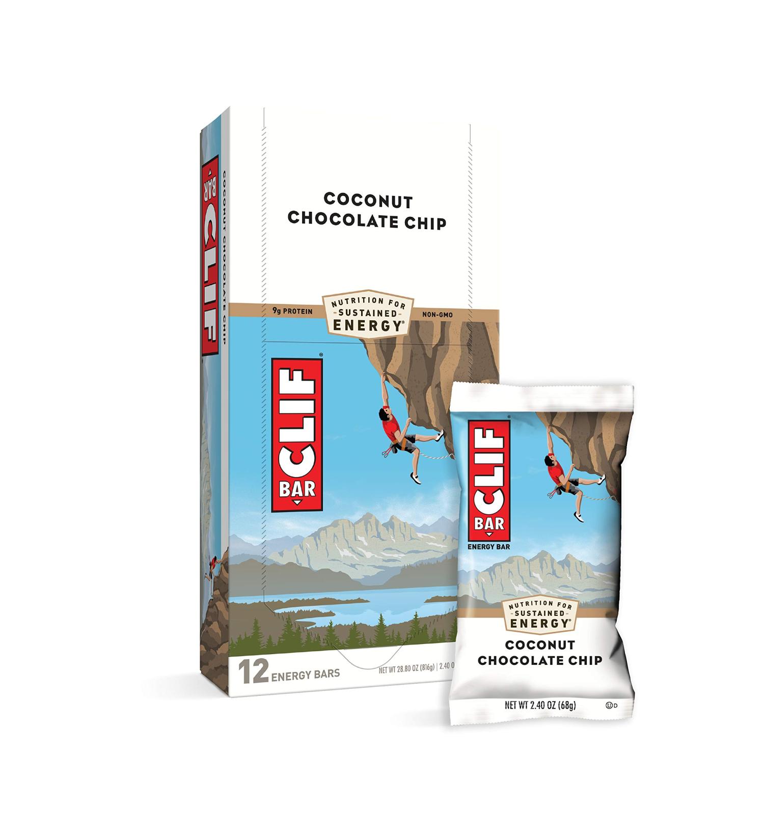 CLIF BARS Coconut Chocolate Chip - Organic Plant-Based Energy Bars - 12 Pack (2.4 oz each) - Vegetarian & Kosher - Buy Online on GoSupps.com