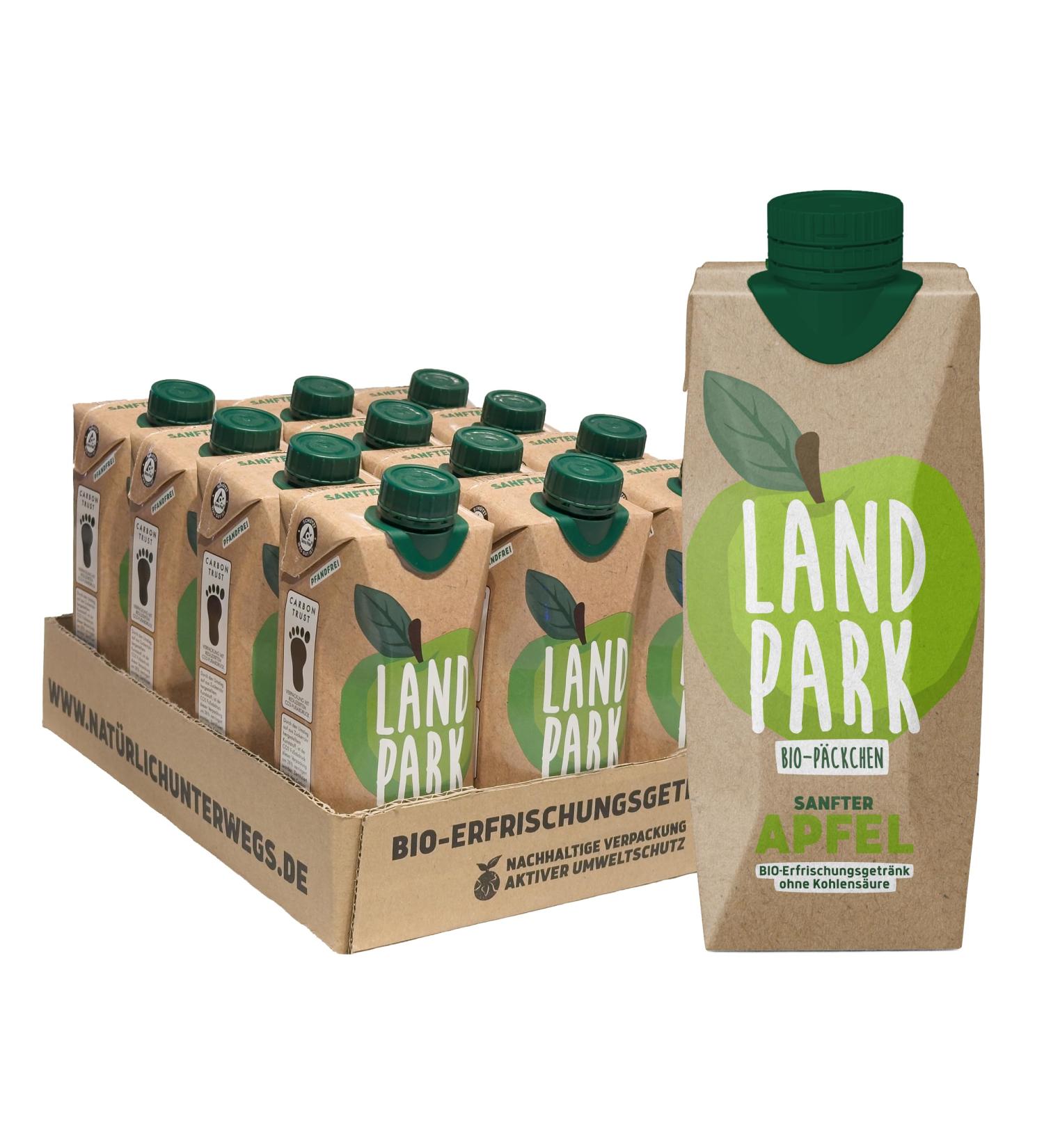 Landpark Bio-Refresher Drink - Gentle Apple Flavor | 12 x 0.5L Tetra Pak | Organic Natural Mineral Water | No Carbonation | Refreshing Portable Drink - Buy Online on GoSupps.com
