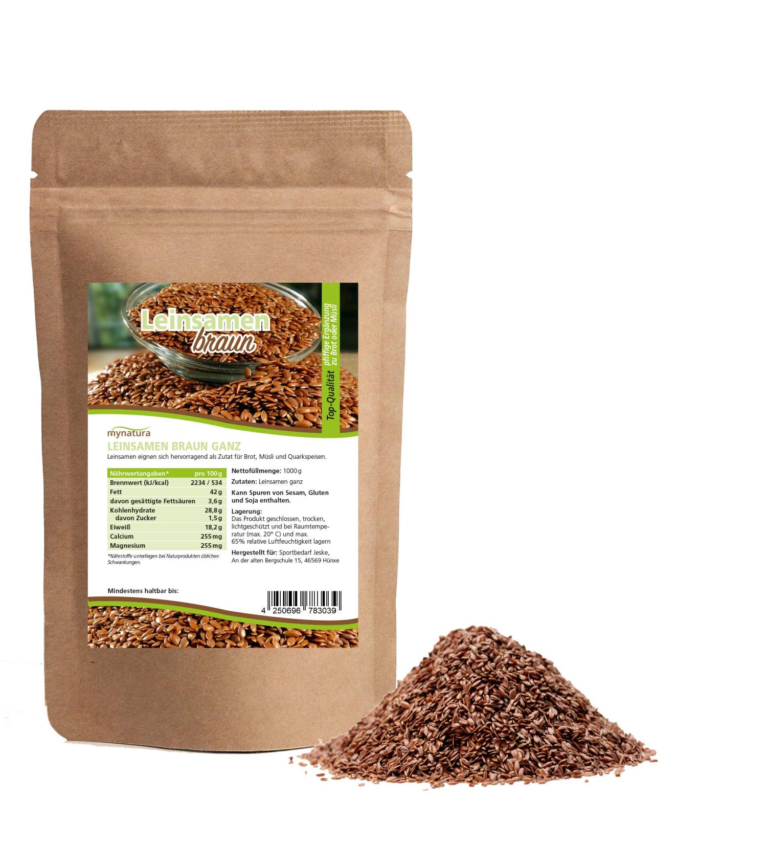  mynatura Mynatura Brown Flax Seeds | Ganz | Cooking | Smoothie | Muesli | Flax Seeds | (1000 g) - Buy Online on GoSupps.com