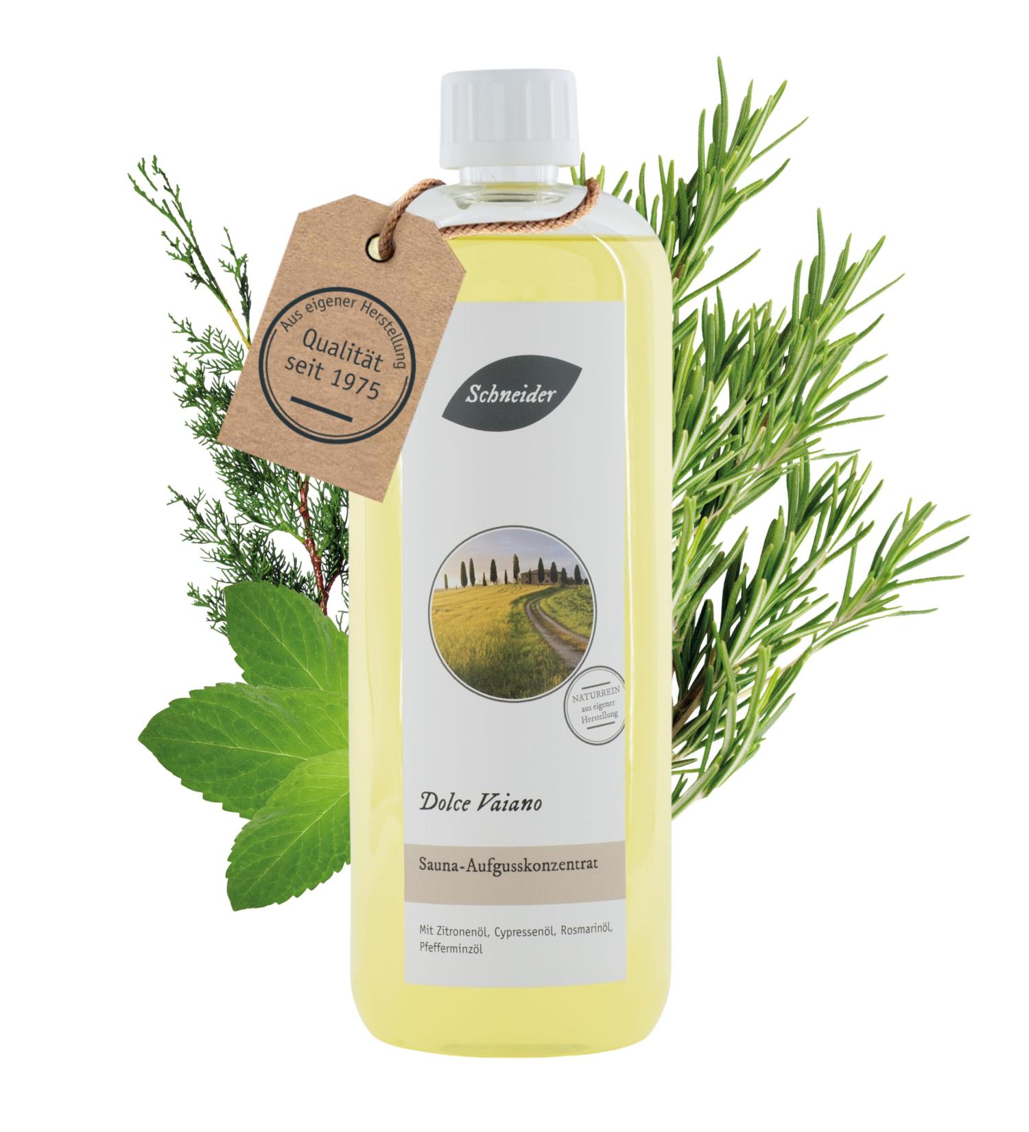 Buy Schneider-Sauna Dolce Vaiano 1000ml Infusion Concentrate - Citrus & Herbal Aroma for Saunas - International Shipping Available - Buy Online on GoSupps.com