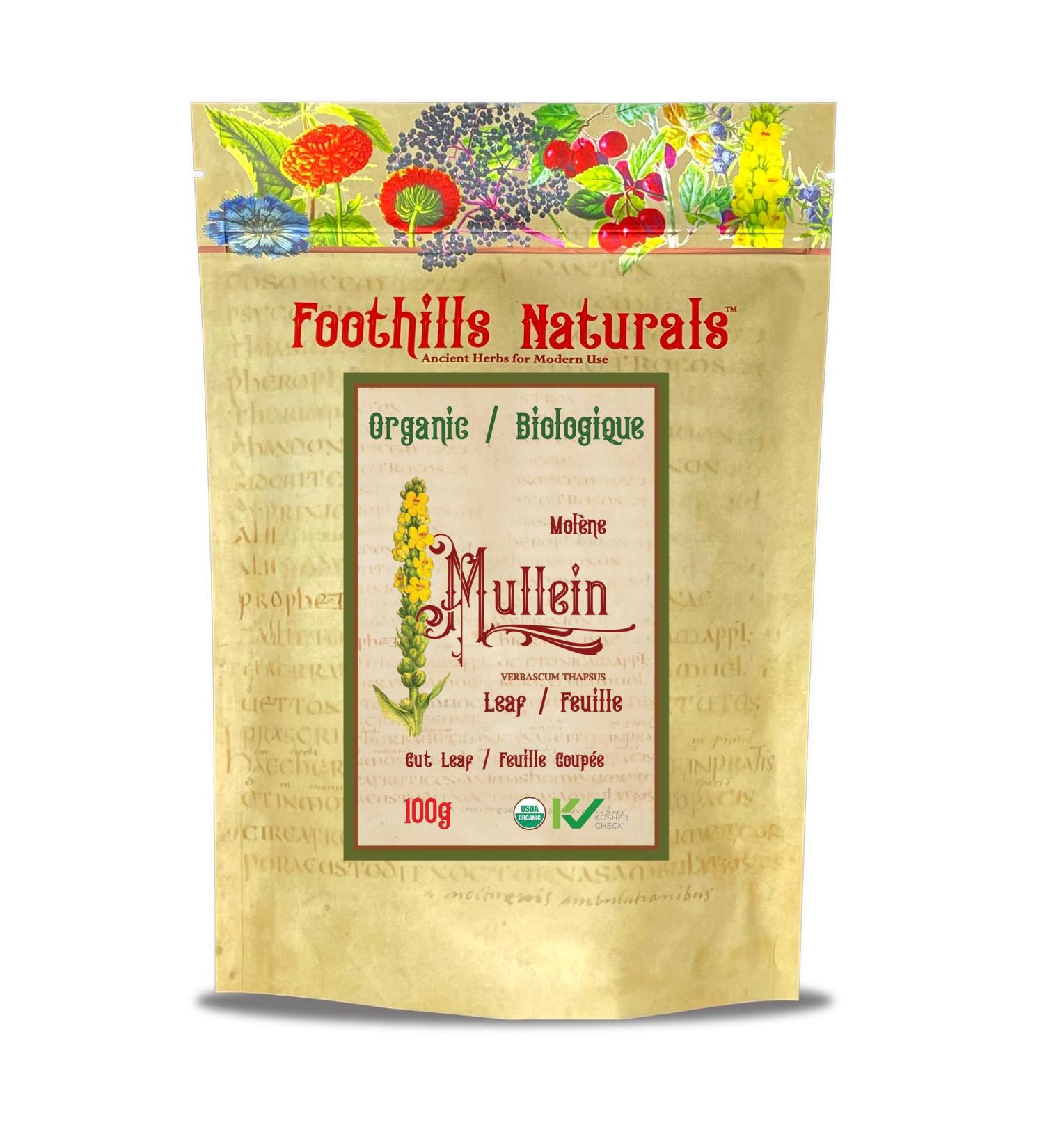 Foothills Naturals Mullein Leaf Cut Organic -100g 200+ Servings - Buy Online on GoSupps.com