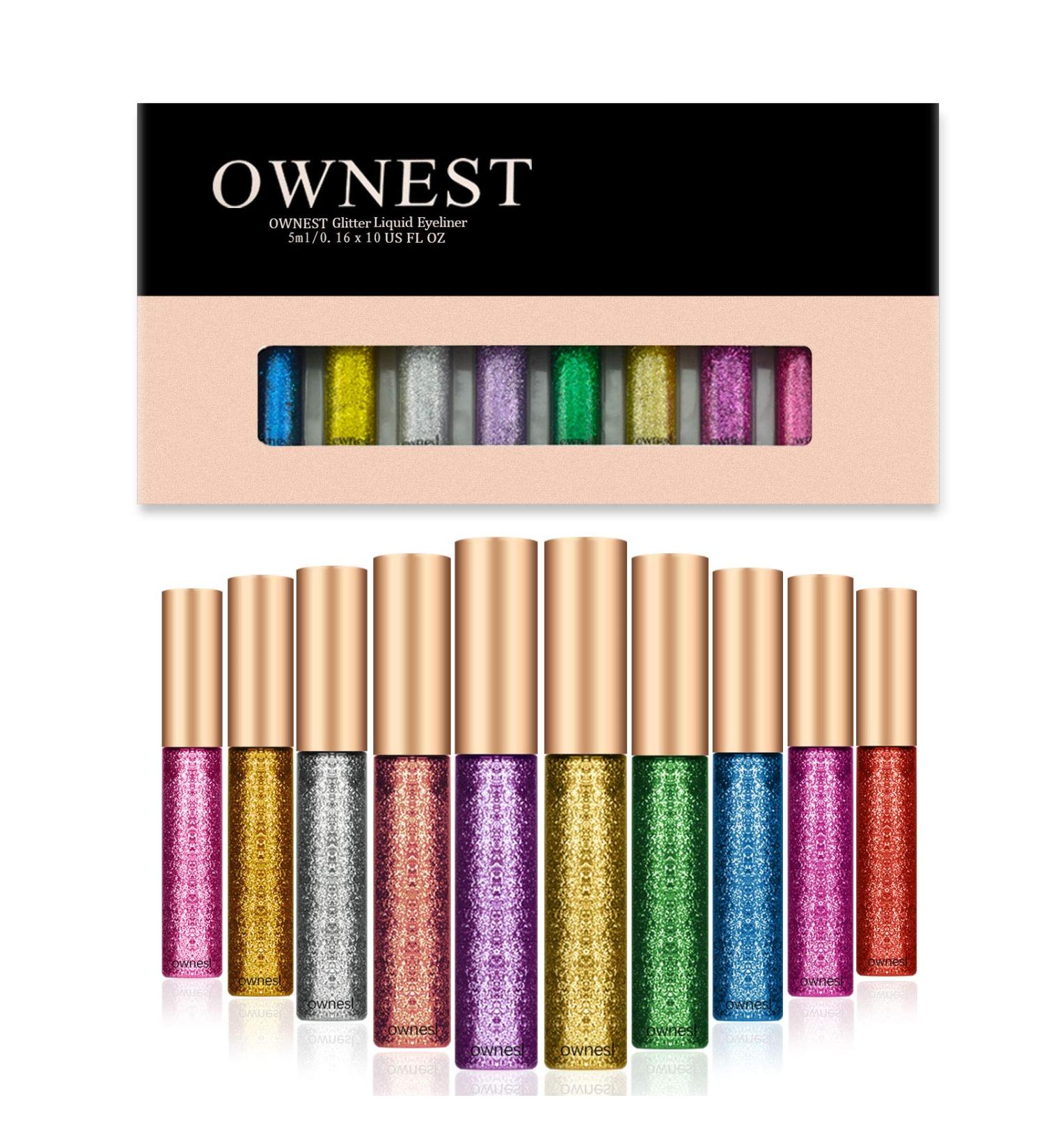 Ownest 10 Colors Liquid Glitter Eyeliner Set - Waterproof Metallic Shimmer Eyeshadow Kit - Buy Online on GoSupps.com