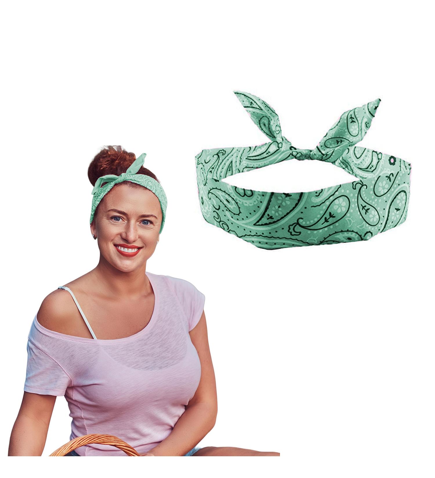 Lizzy Wired Hair Headband | Retro Rockabilly Adjustable Plain & Printed Wire Headbands Hair Accessory Head Wrap Vintage Various Colour & Designs