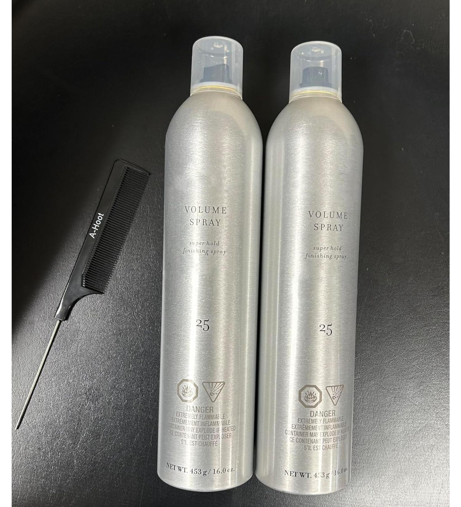 A-HOOT PIN TAIL COMB WITH VOLUME HAIRSPRAY 16OZ 2PACK