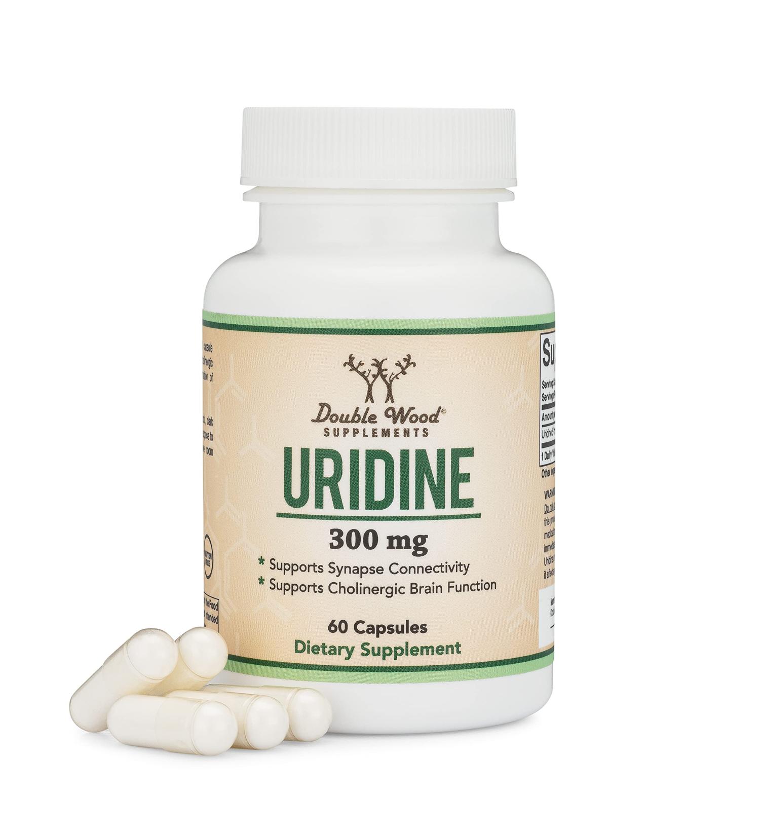 Uridine Monophosphate 300mg - Choline Enhancer Nootropic - Third Party Tested - Made in USA by Double Wood Supplements - 60 Capsules - Buy Online on GoSupps.com