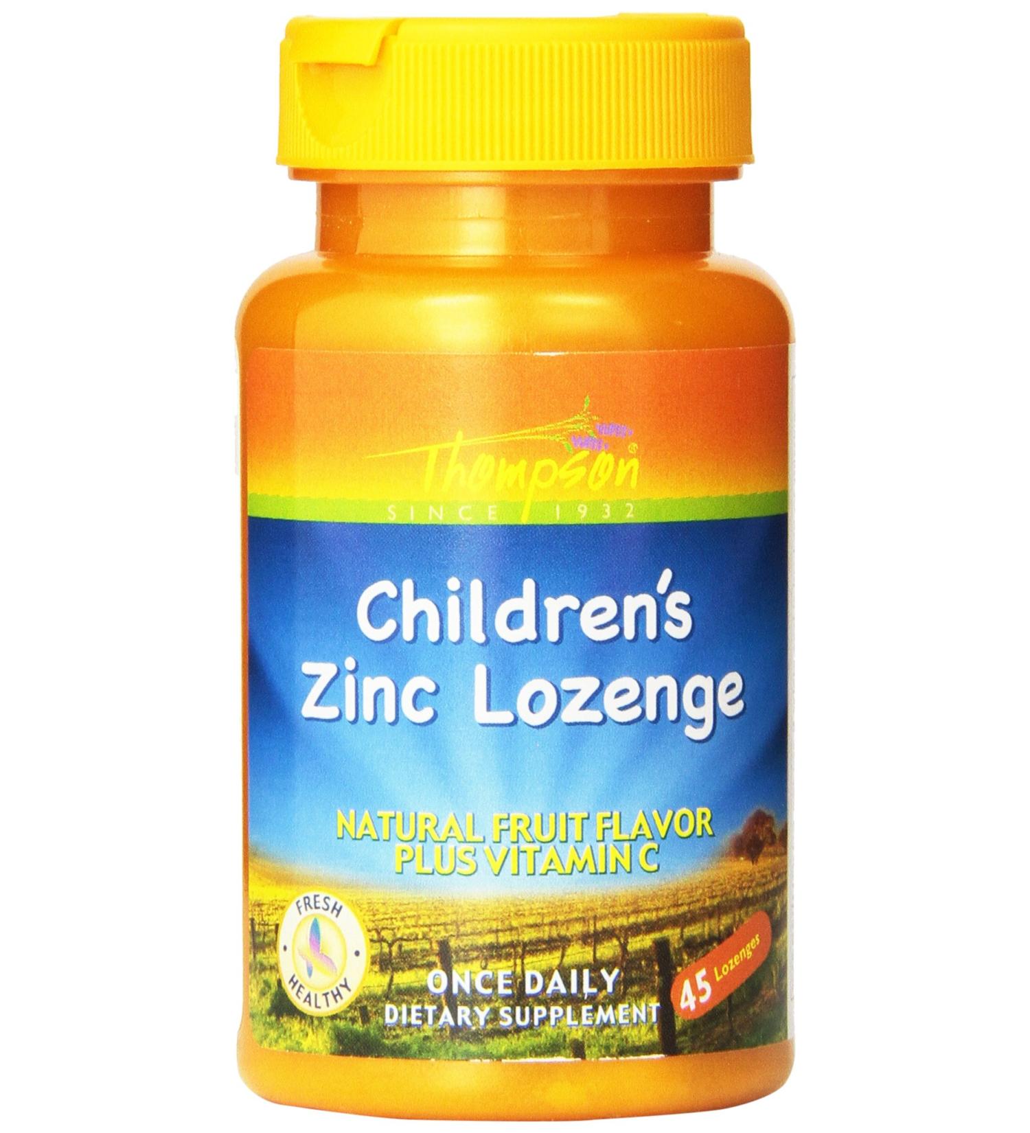 Thompson Children's Zinc Lozenges with Vitamin C 5mg 45 Lozenges (Pack of 3) - Natural Fruit Flavor - Buy Online on GoSupps.com